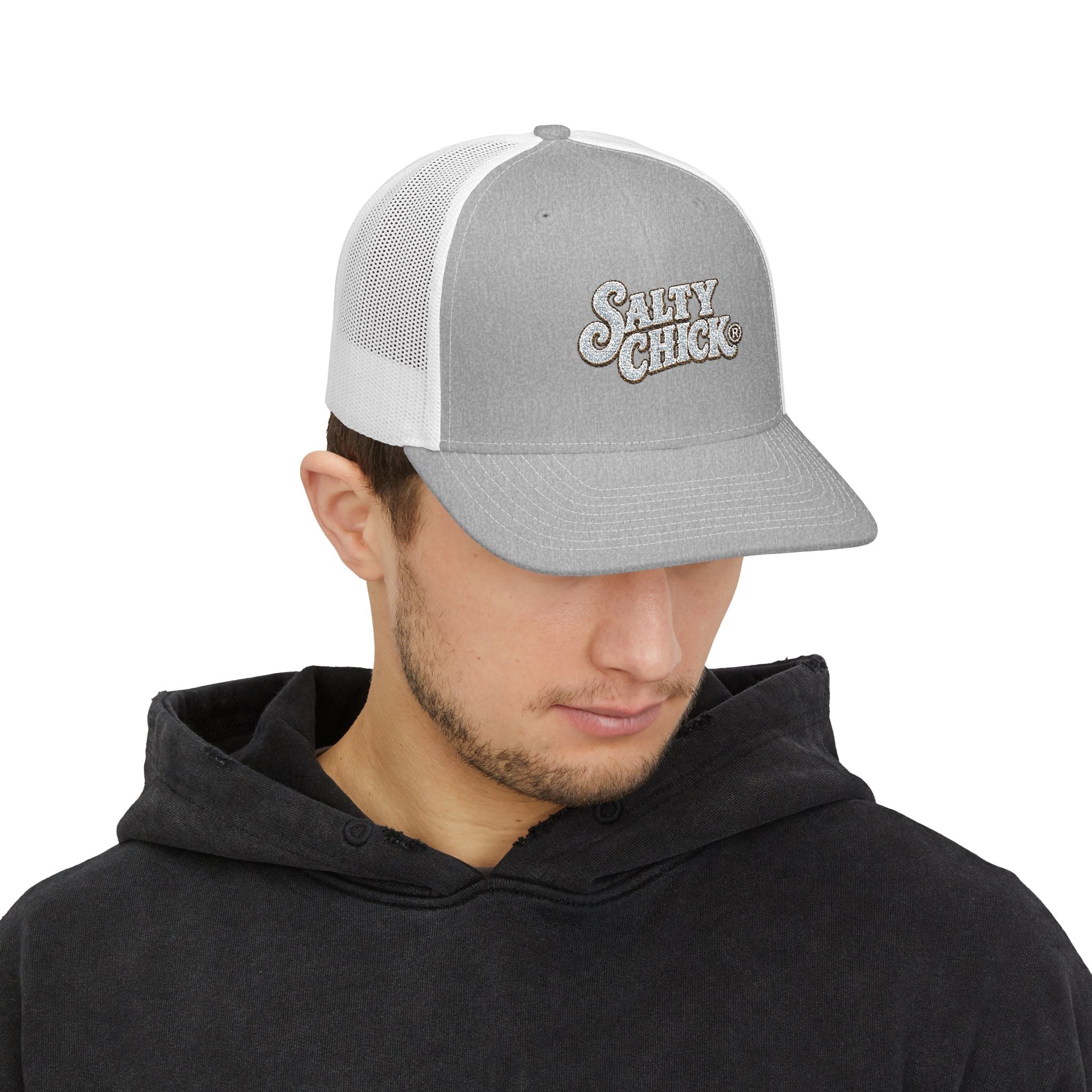 Trucker Snapback Hat-Salty Chick lettering