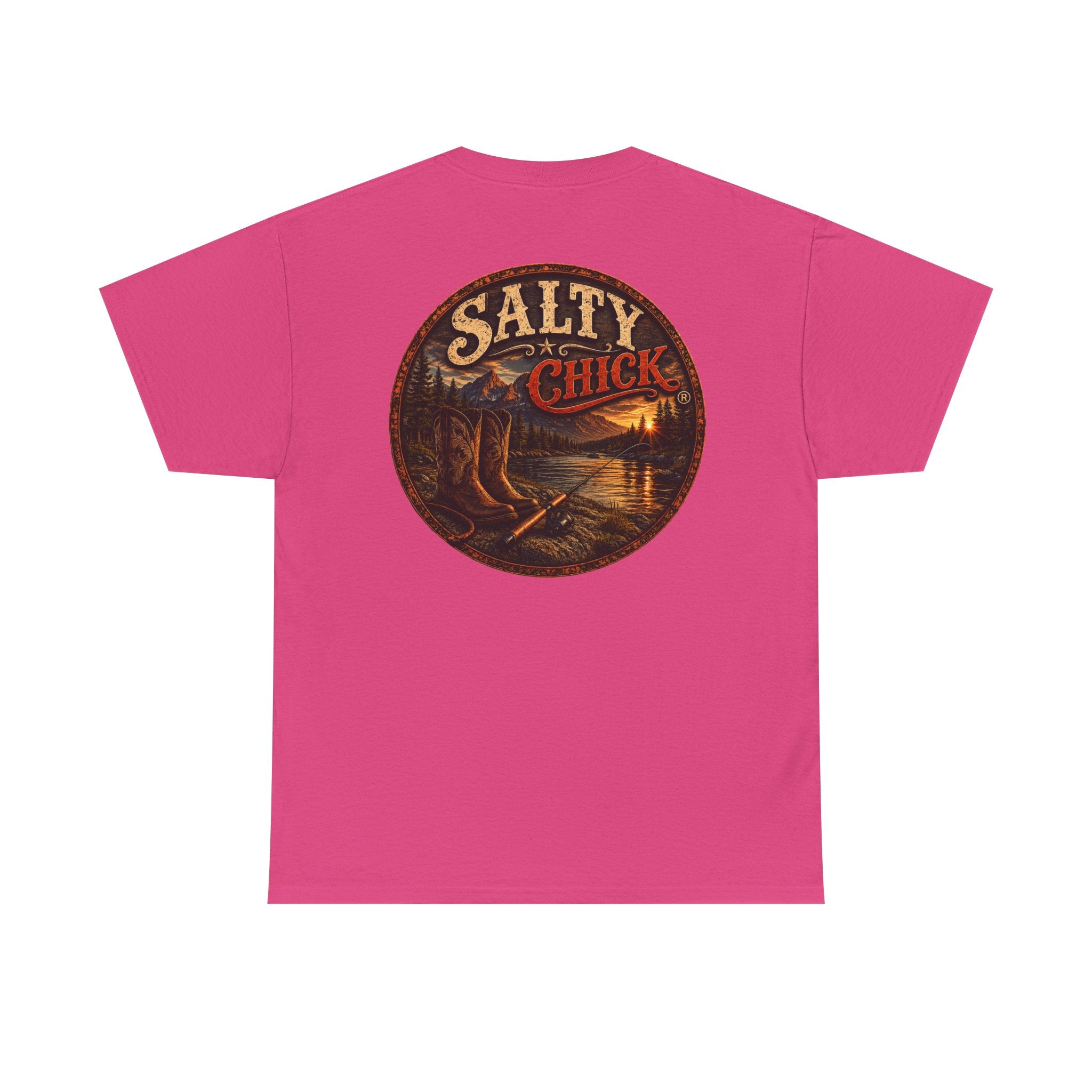 Cotton T-shirt-Boots/Fishing Pole