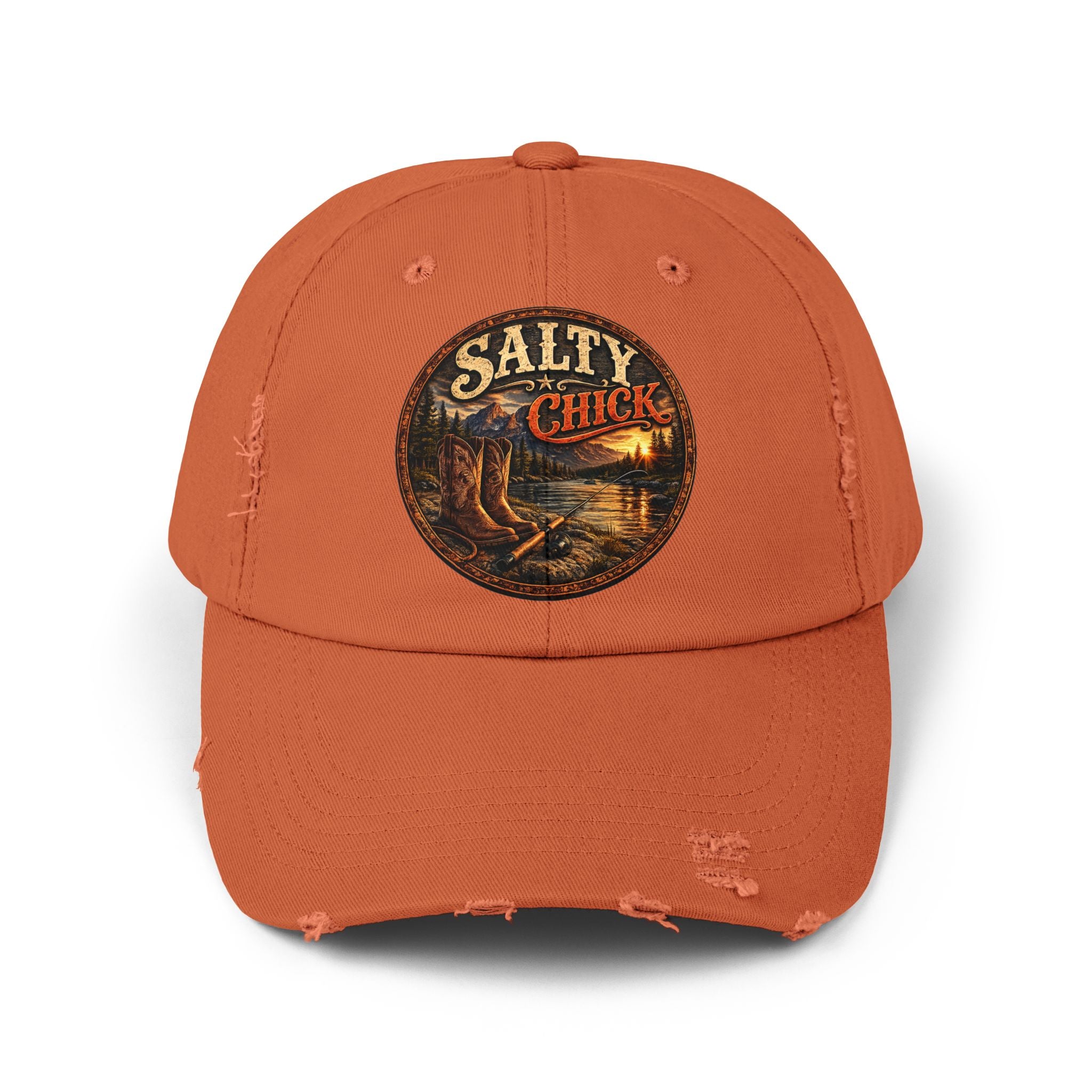 Distressed Cap – Boots/Fishing Pole