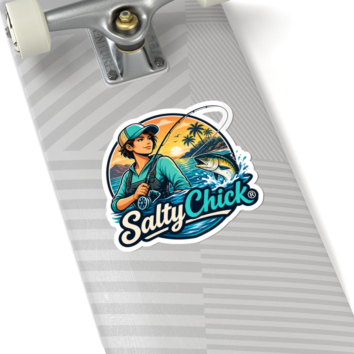 Mountain/beach fishing sticker