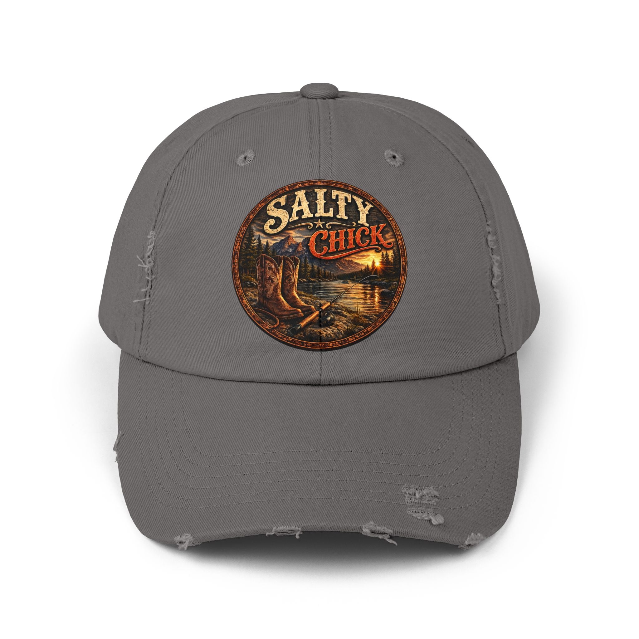 Distressed Cap – Boots/Fishing Pole