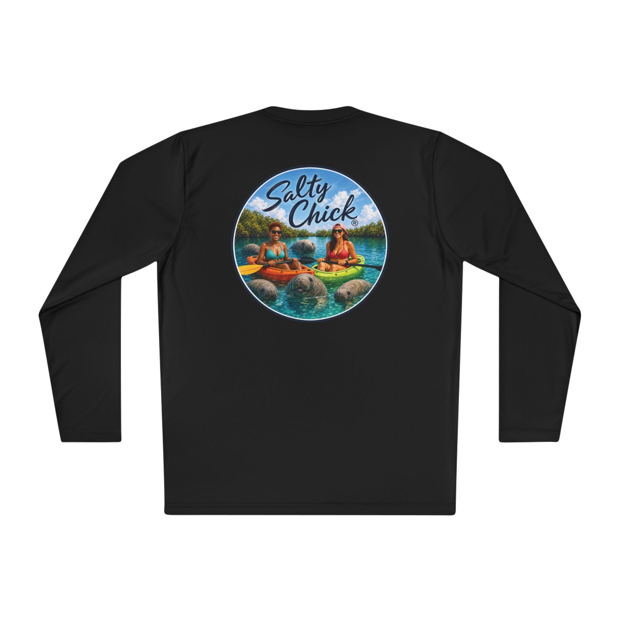 Unisex Moisture Wicking Long Sleeve- Kayakers with Manatees