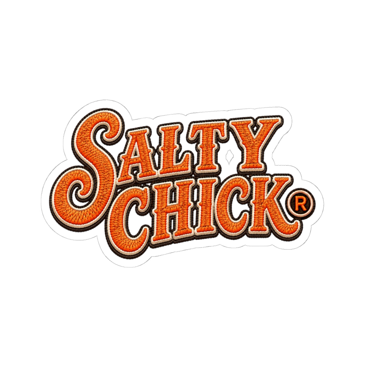 Cut Stick Sticker- Orange Salty Chick lettering