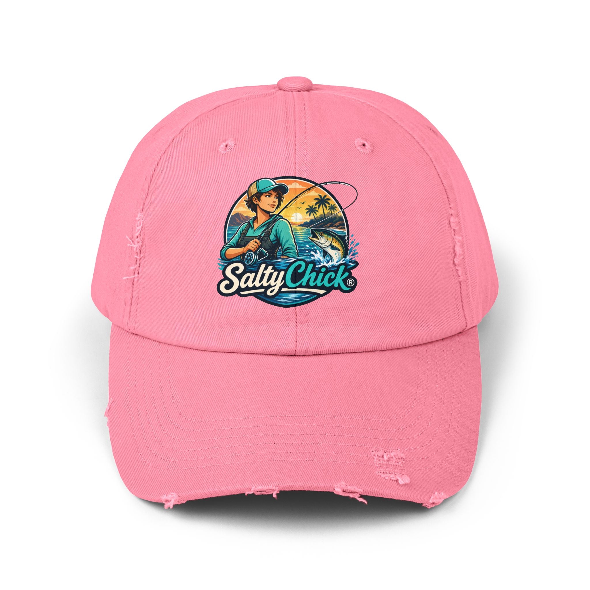 Distressed Cap- Mountain/Ocean Fishing