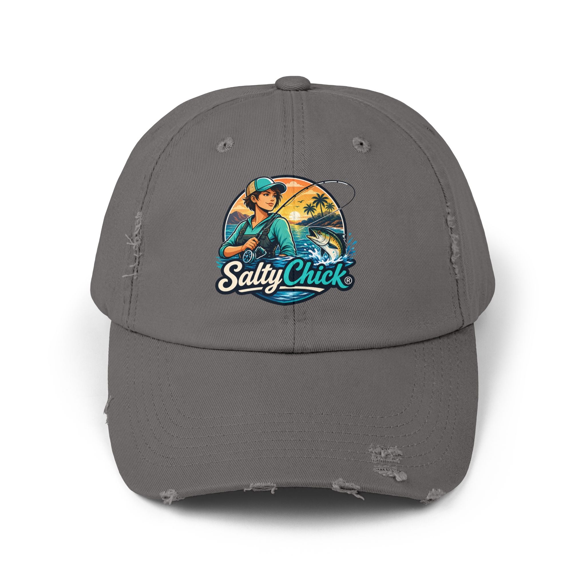 Distressed Cap- Mountain/Ocean Fishing