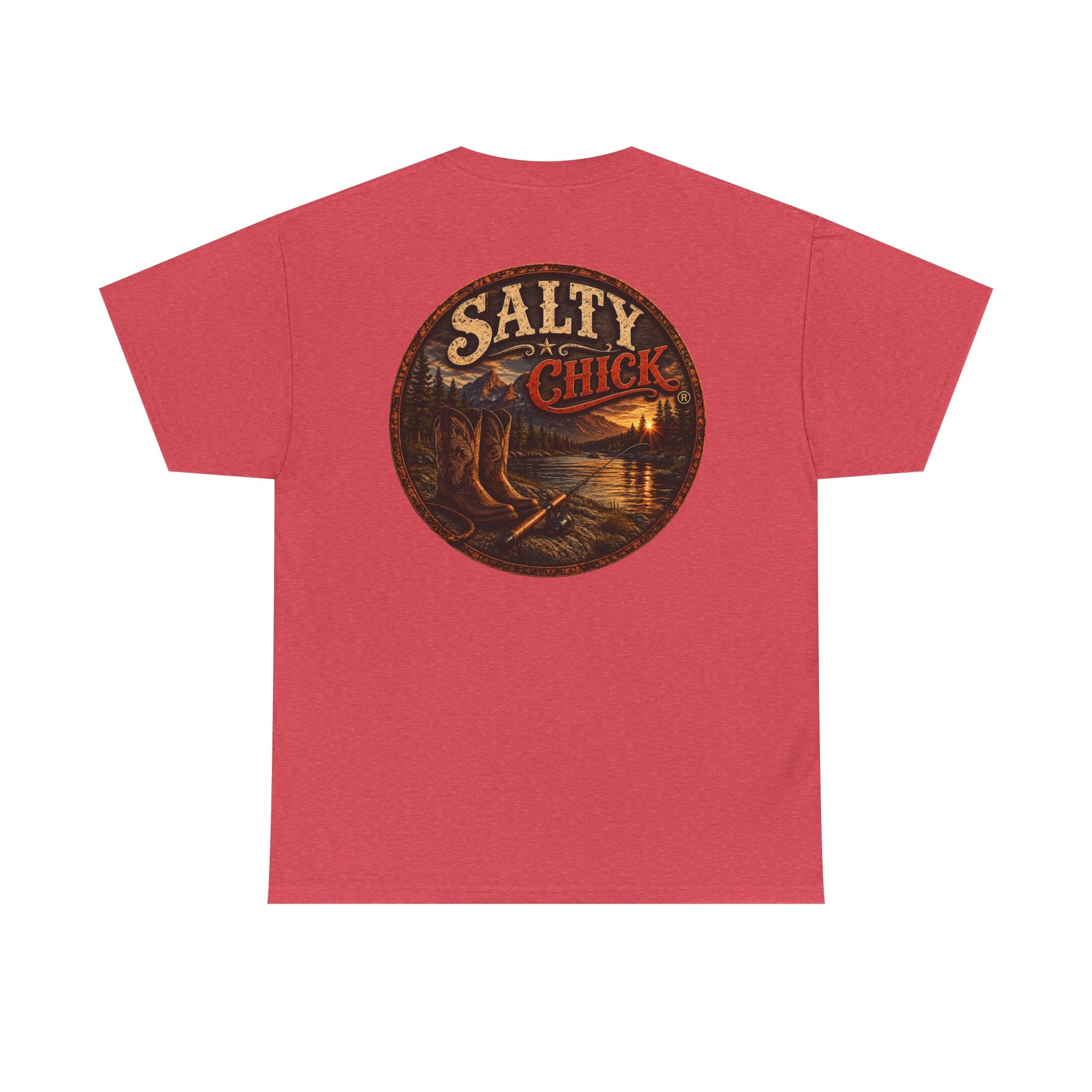 Cotton T-shirt-Boots/Fishing Pole