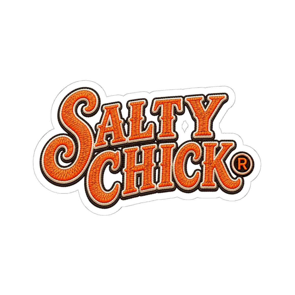 Cut Stick Sticker- Orange Salty Chick lettering