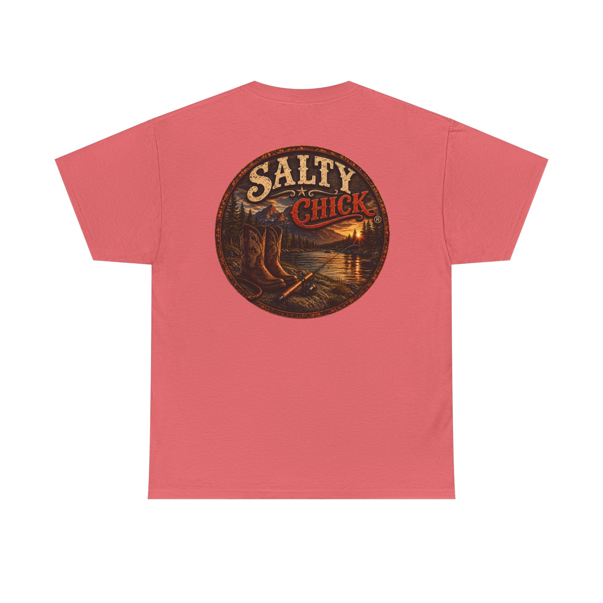 Cotton T-shirt-Boots/Fishing Pole