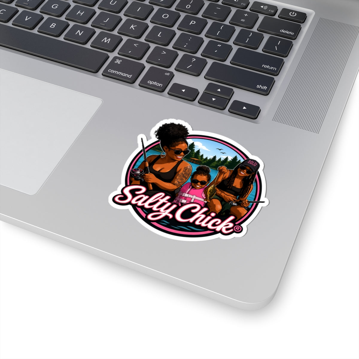 2 Female with child fishing sticker