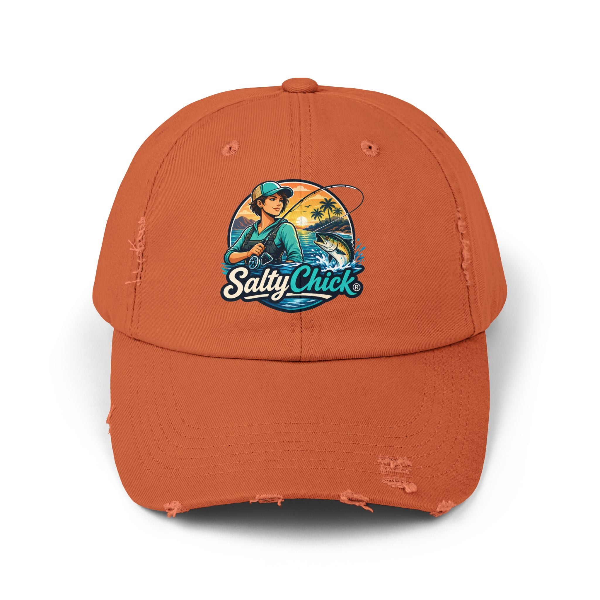 Distressed Cap- Mountain/Ocean Fishing