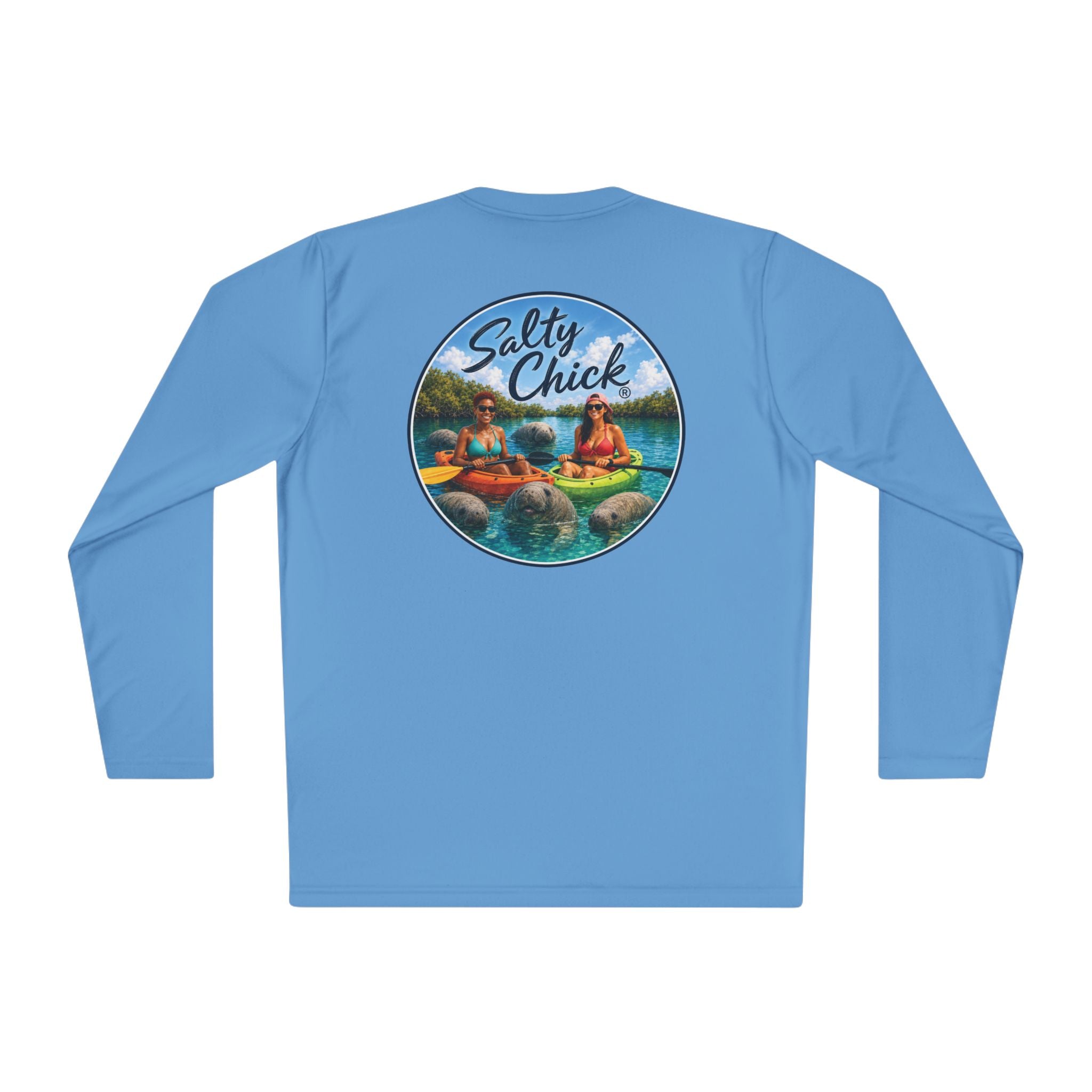 Unisex Moisture Wicking Long Sleeve- Kayakers with Manatees