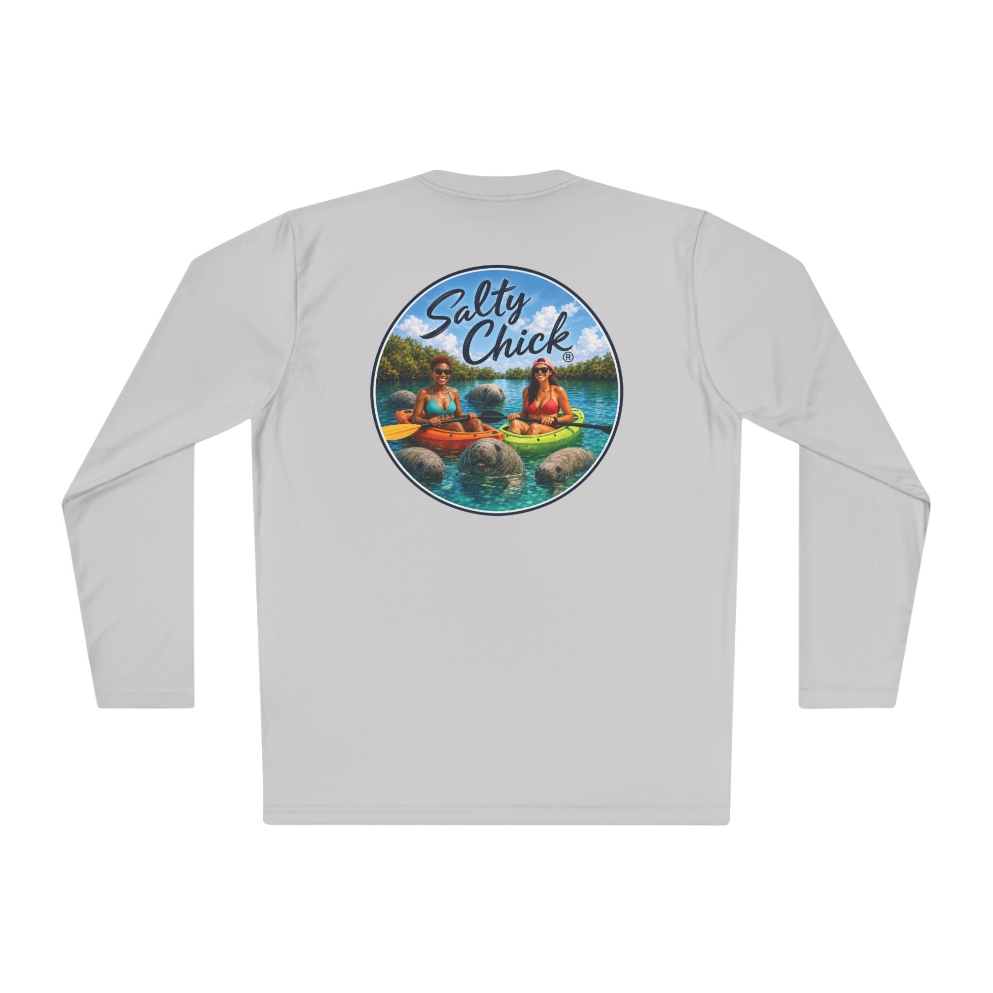 Unisex Moisture Wicking Long Sleeve- Kayakers with Manatees