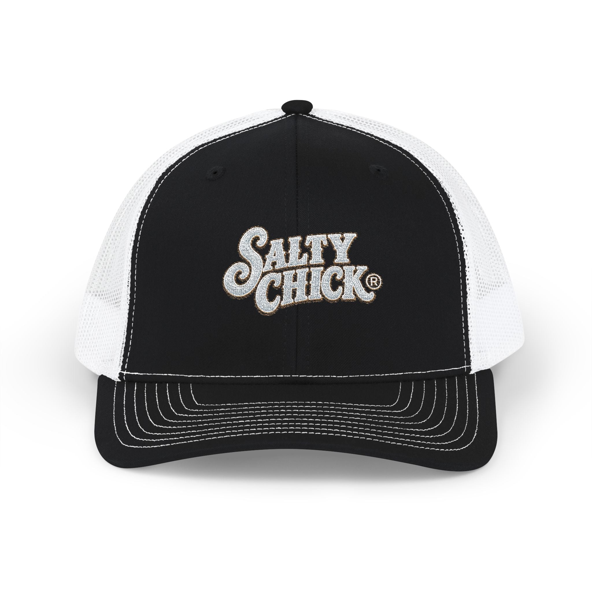 Trucker Snapback Hat-Salty Chick lettering