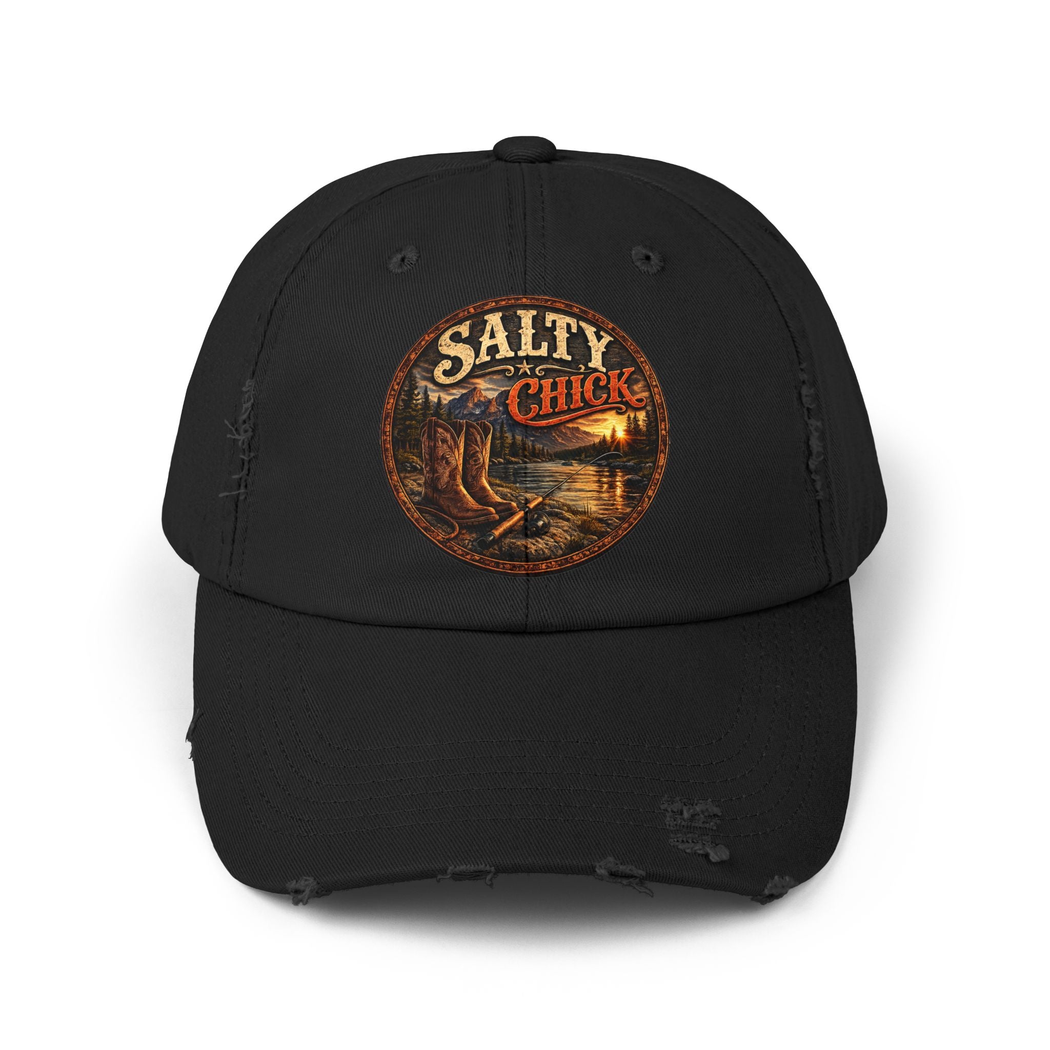 Distressed Cap – Boots/Fishing Pole