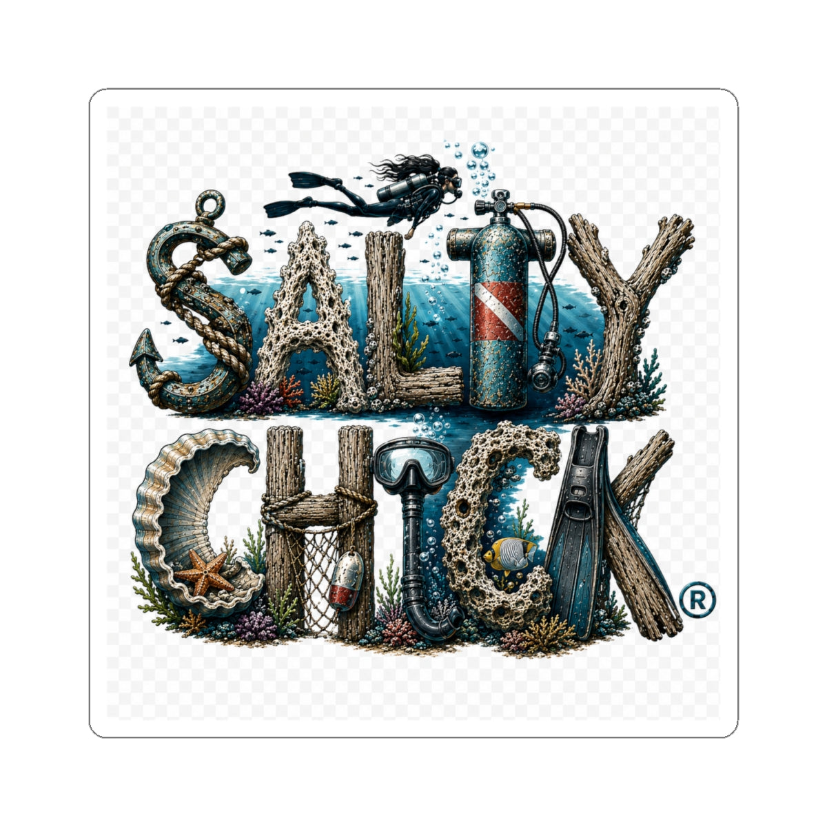 Divers Salty Chick sticker