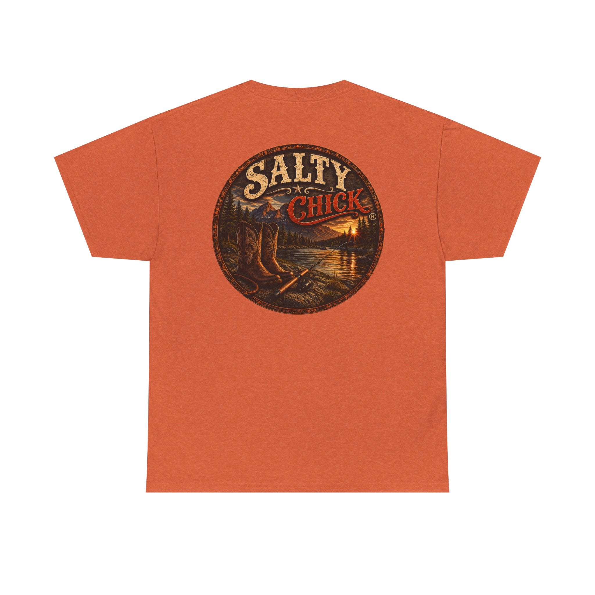 Cotton T-shirt-Boots/Fishing Pole