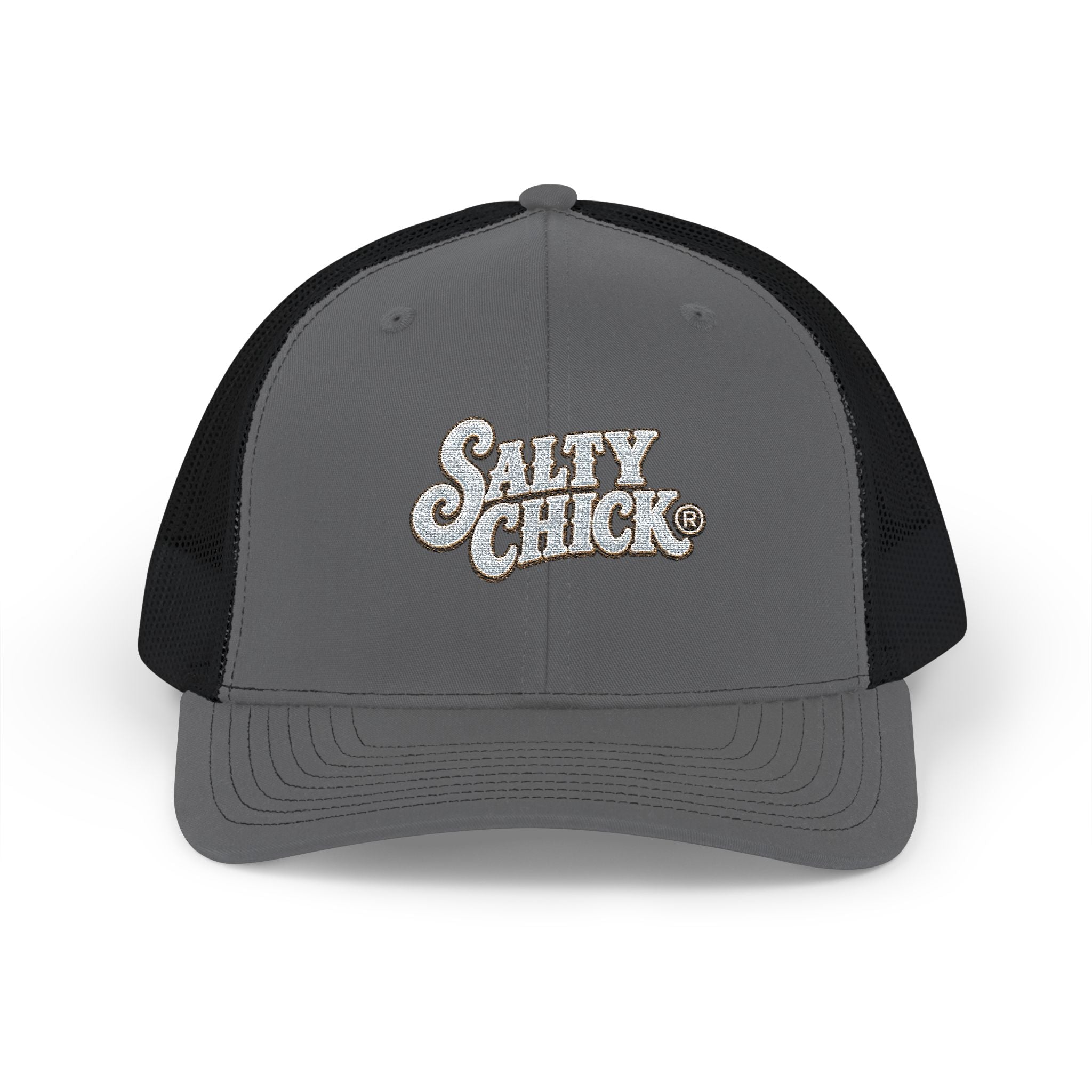 Trucker Snapback Hat-Salty Chick lettering