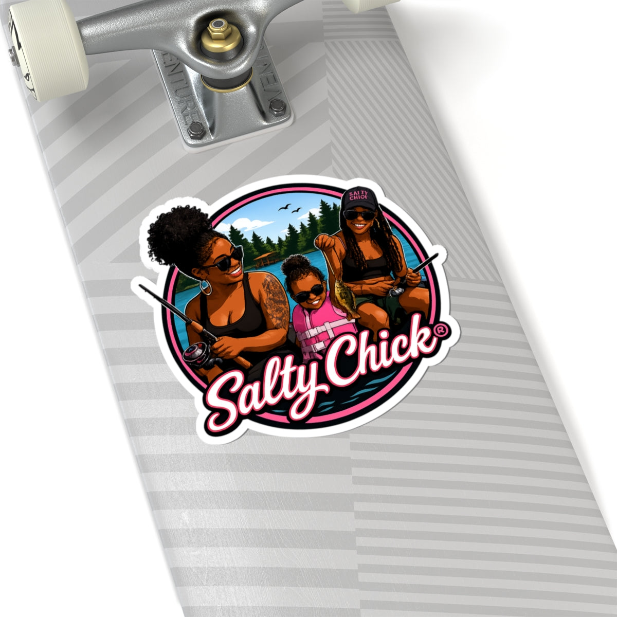 2 Female with child fishing sticker