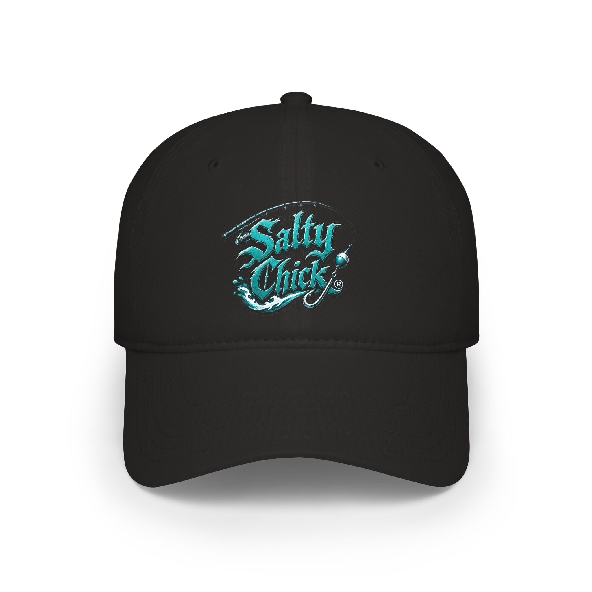 Low Profile Baseball Cap, embroidered Fishing logo
