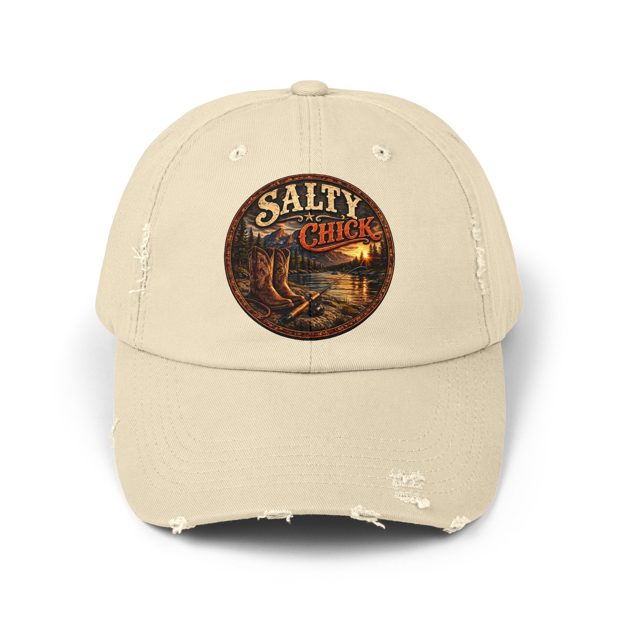 Distressed Cap – Boots/Fishing Pole