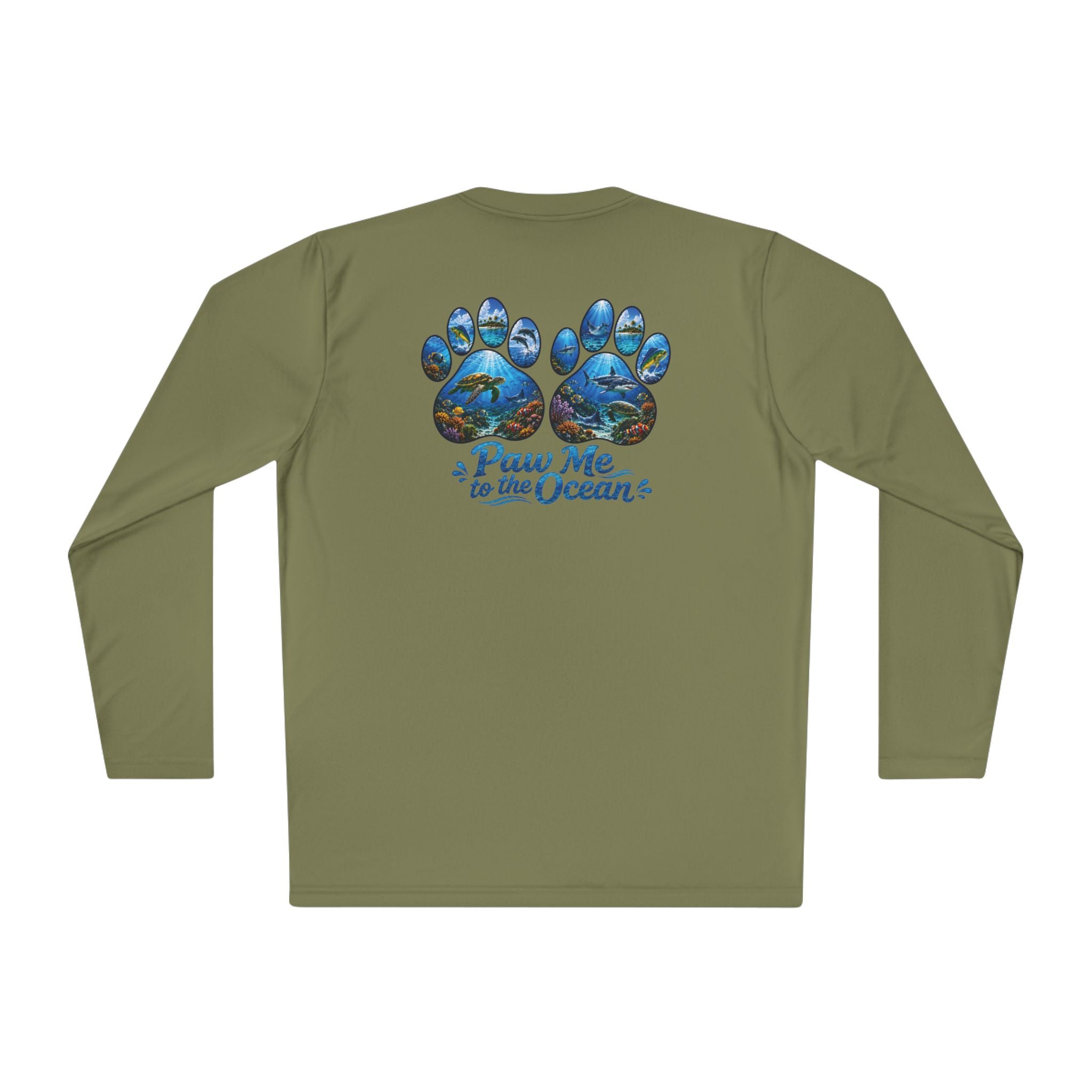 Unisex Moisture Wicking Long Sleeve- Paw me to the Ocean