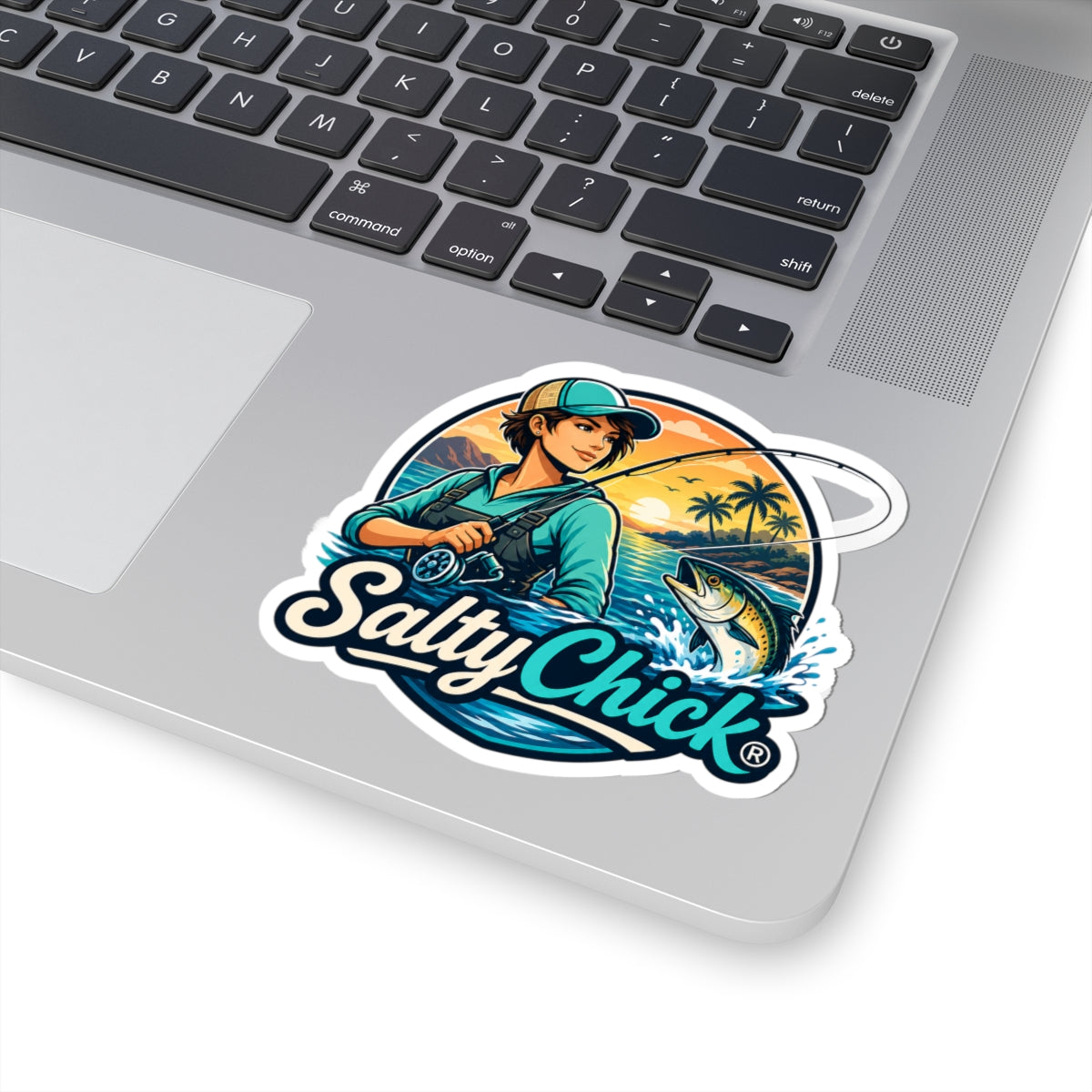 Mountain/beach fishing sticker