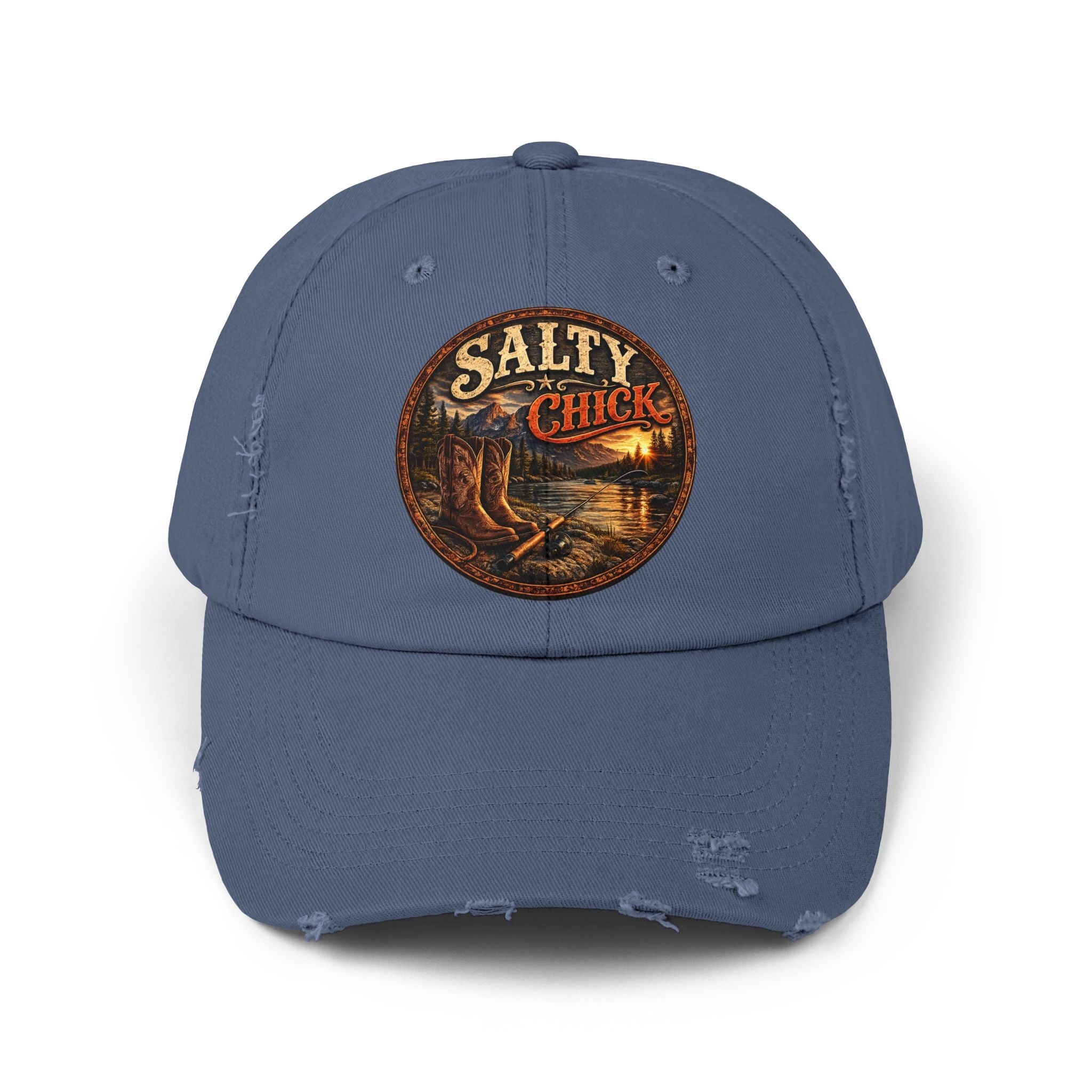 Distressed Cap – Boots/Fishing Pole