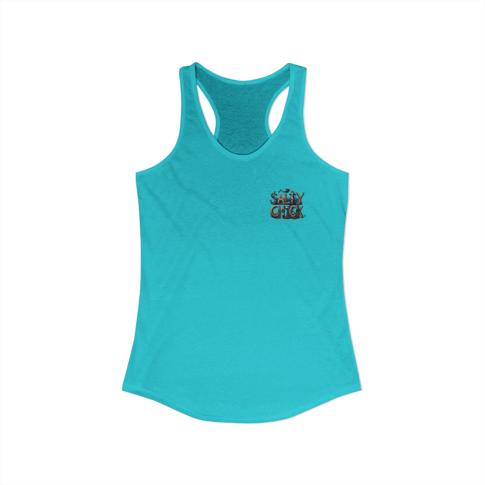 Performance Racerback Tank-Diver's Salty Chick lettering