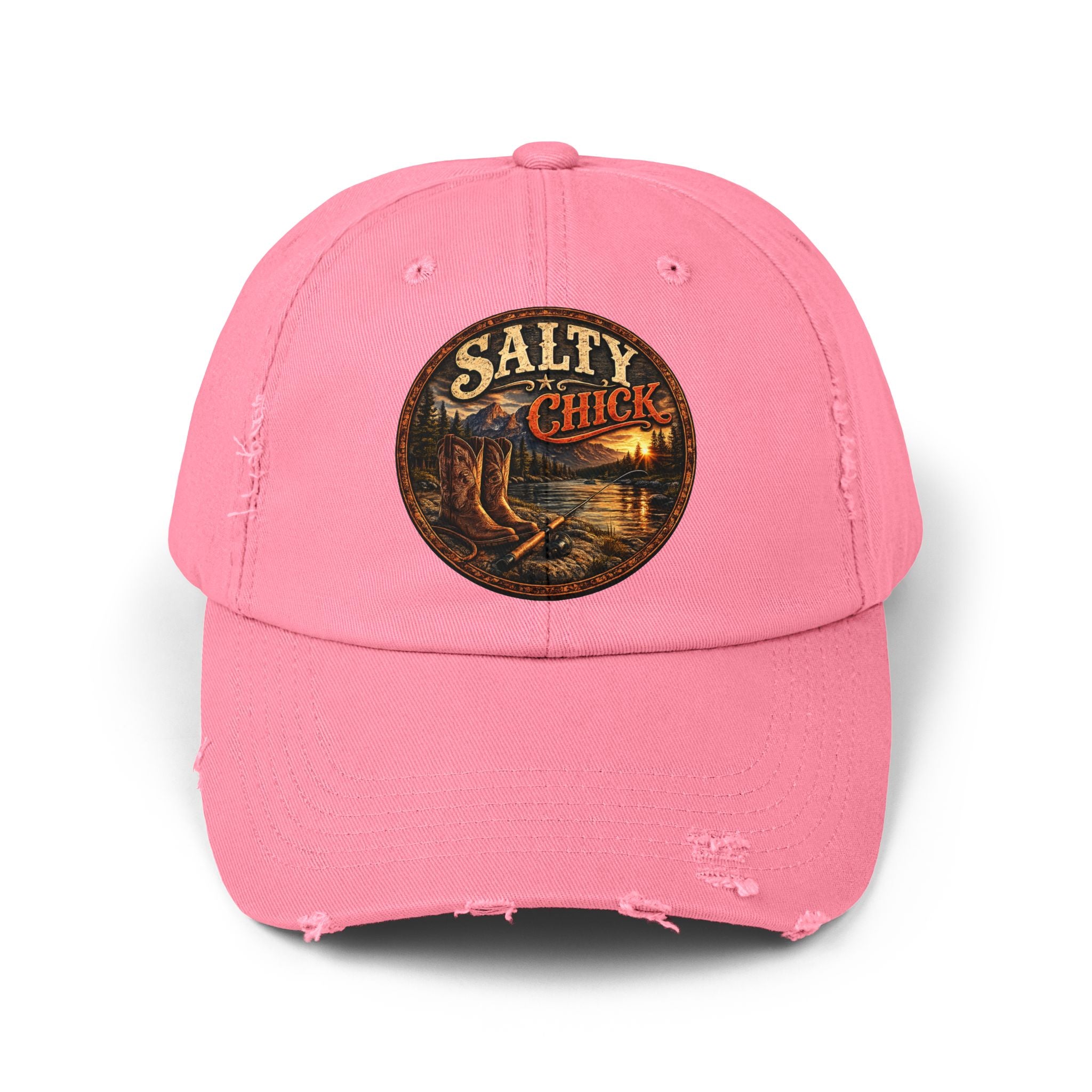 Distressed Cap – Boots/Fishing Pole