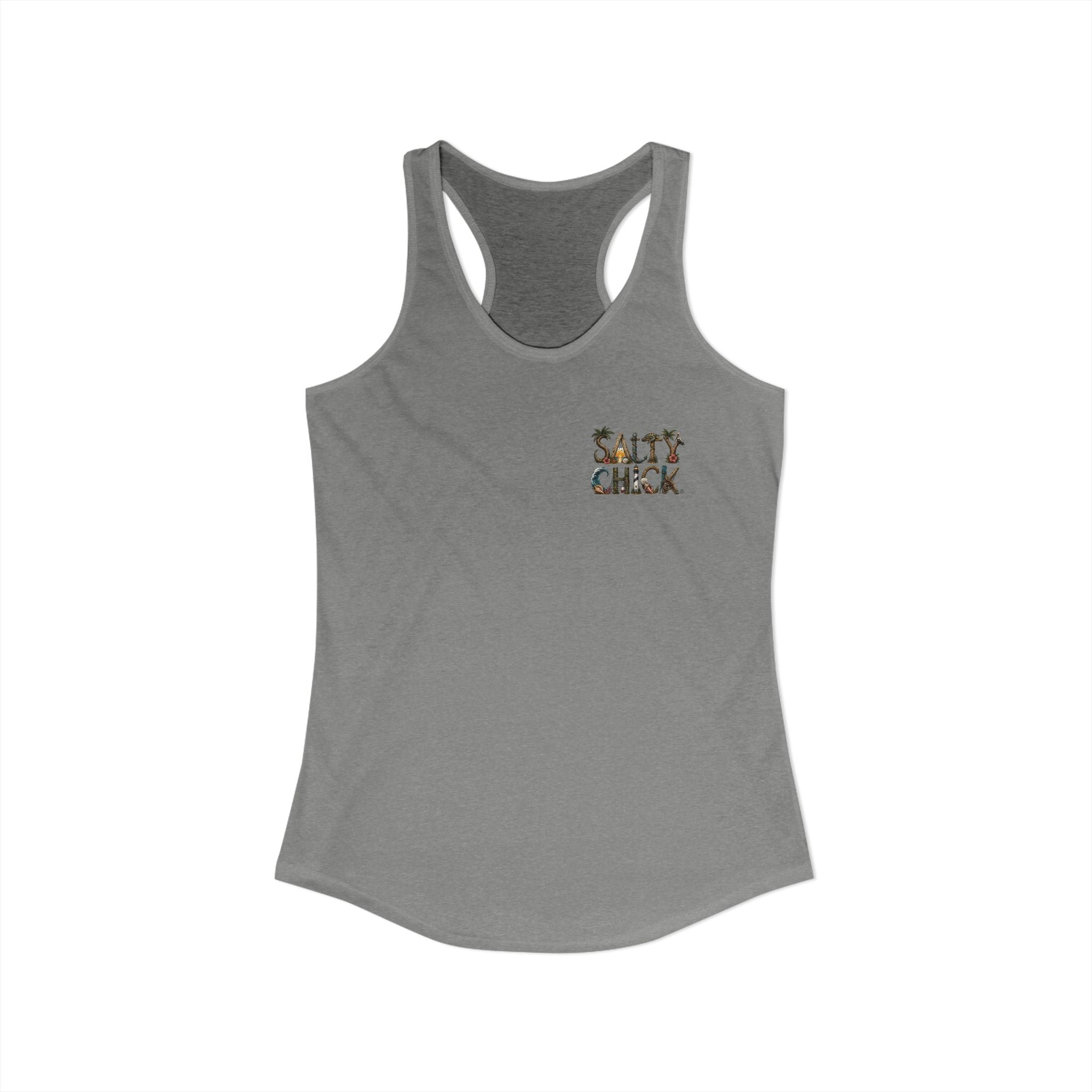 Performance Racerback Tank-Land Salty Chick lettering