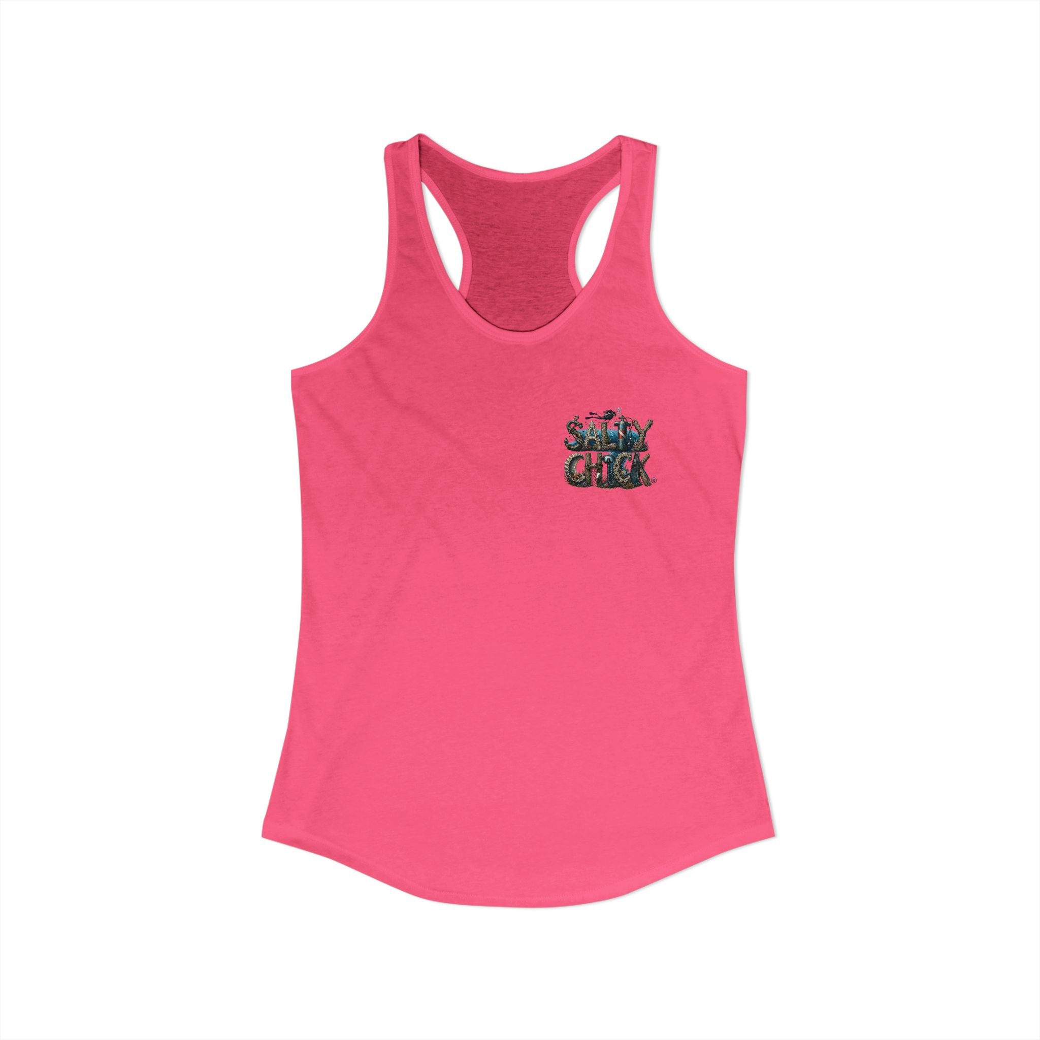 Performance Racerback Tank-Diver's Salty Chick lettering