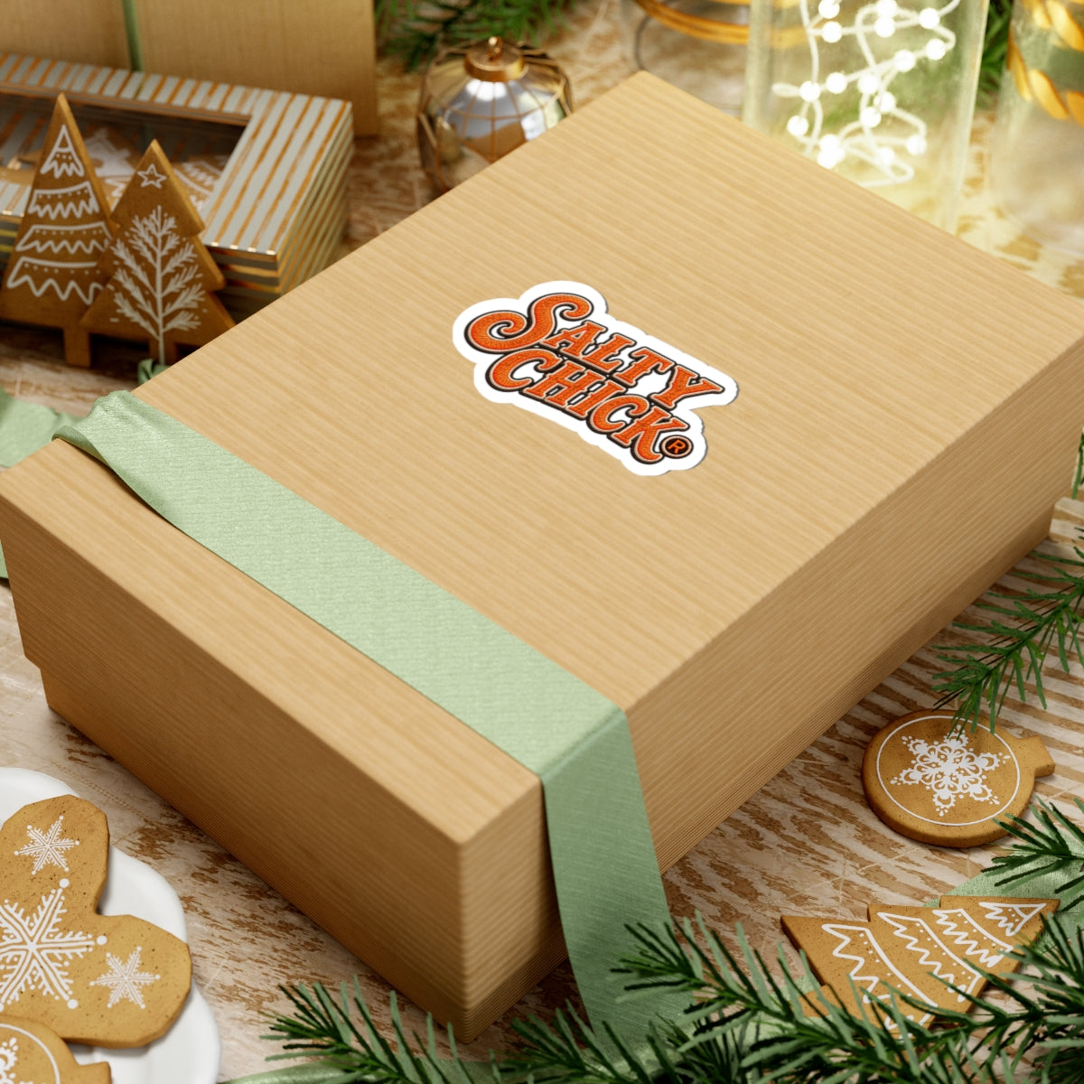 Cut Stick Sticker- Orange Salty Chick lettering