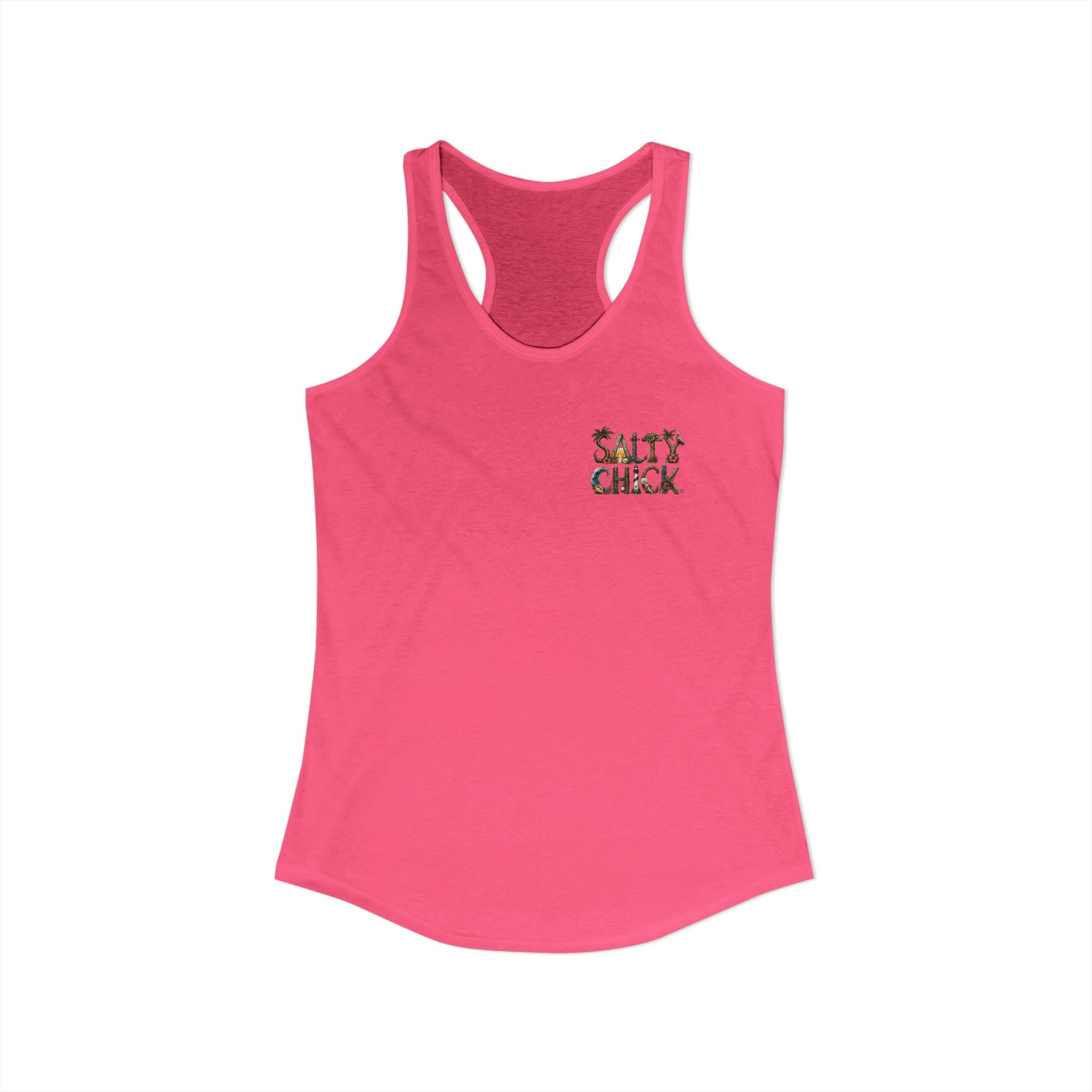 Performance Racerback Tank-Land Salty Chick lettering