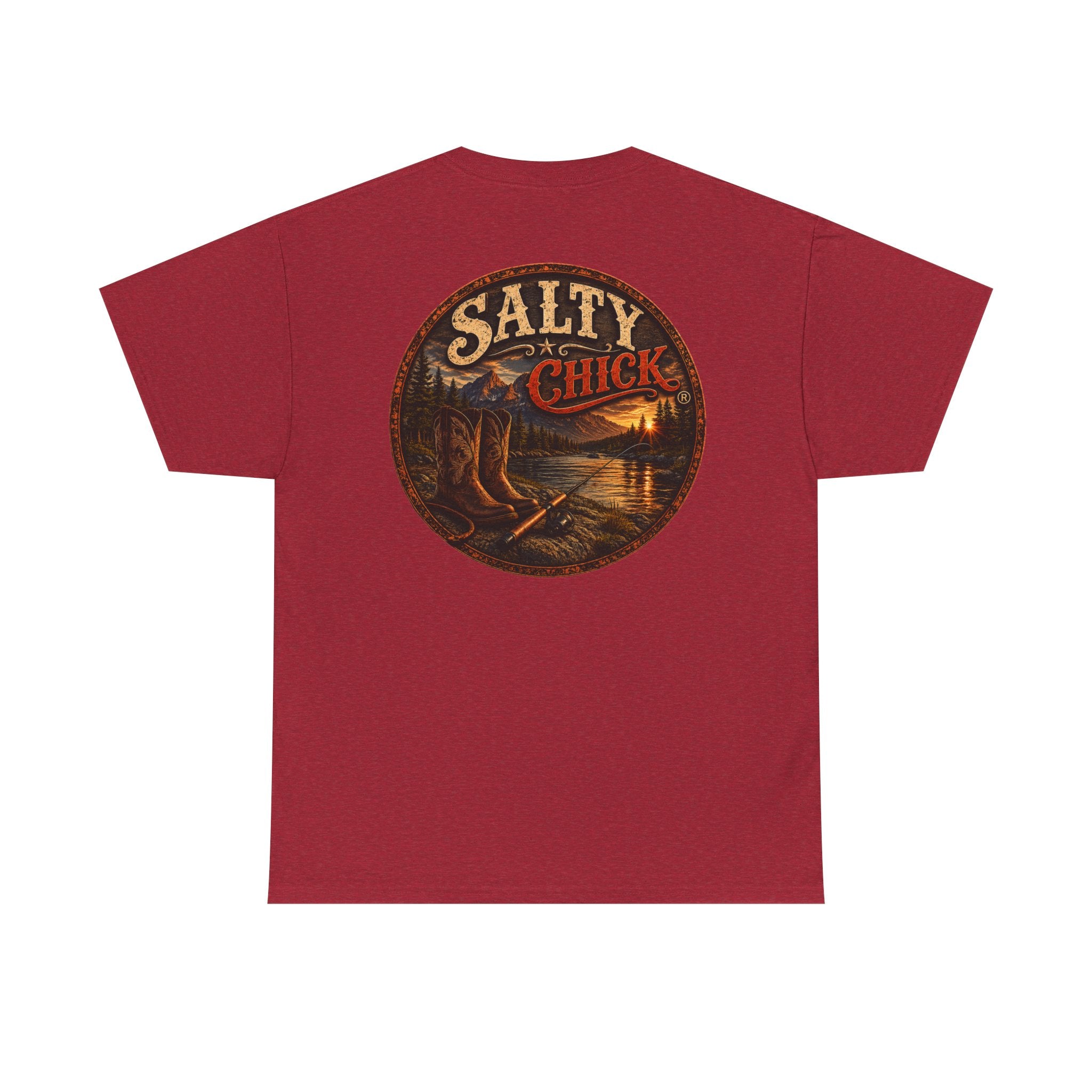 Cotton T-shirt-Boots/Fishing Pole