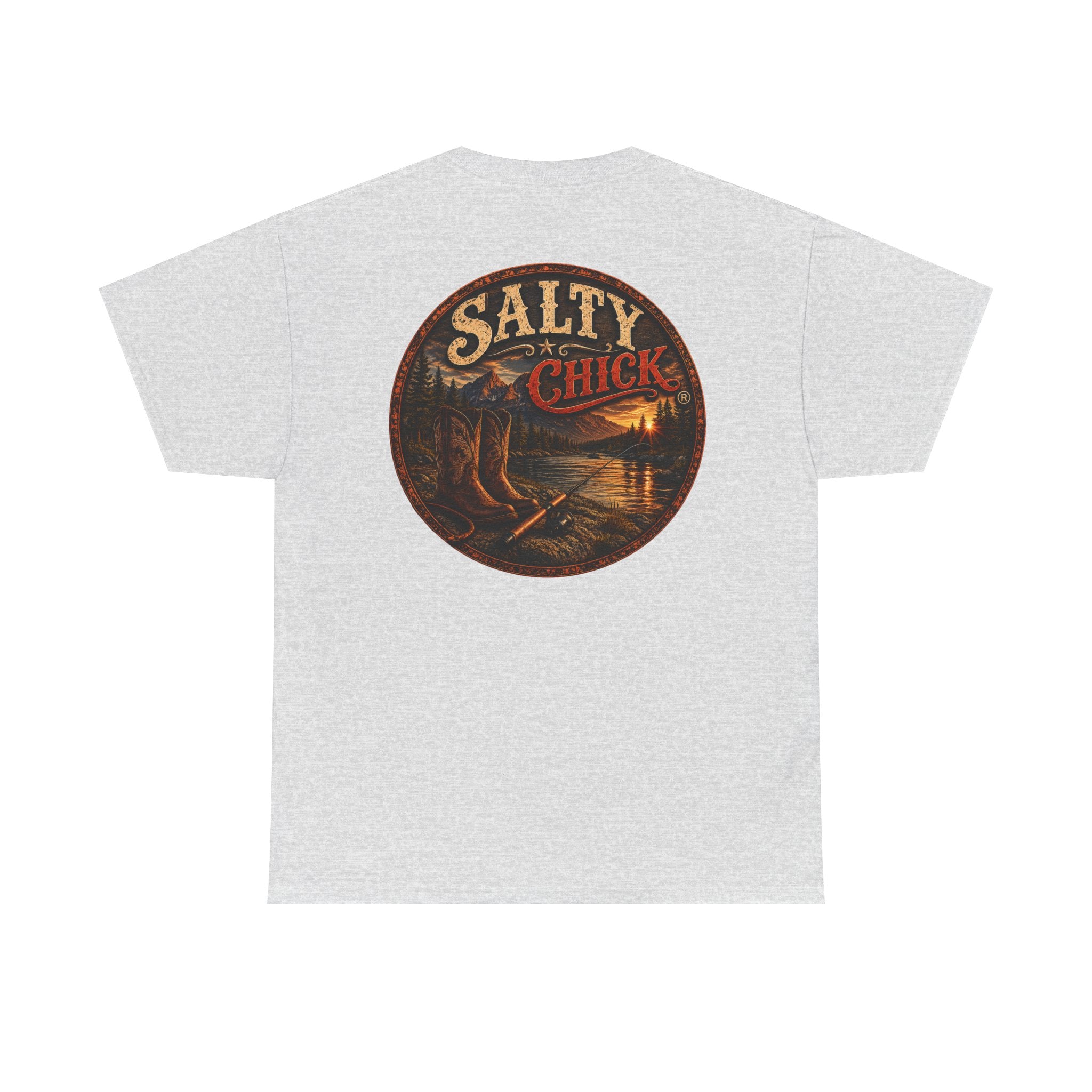 Cotton T-shirt-Boots/Fishing Pole