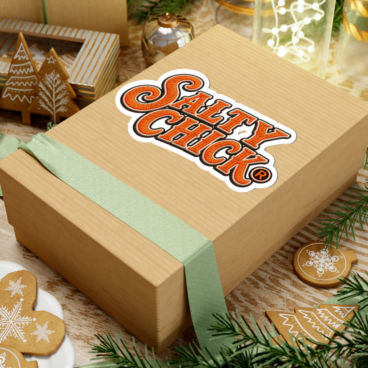 Cut Stick Sticker- Orange Salty Chick lettering