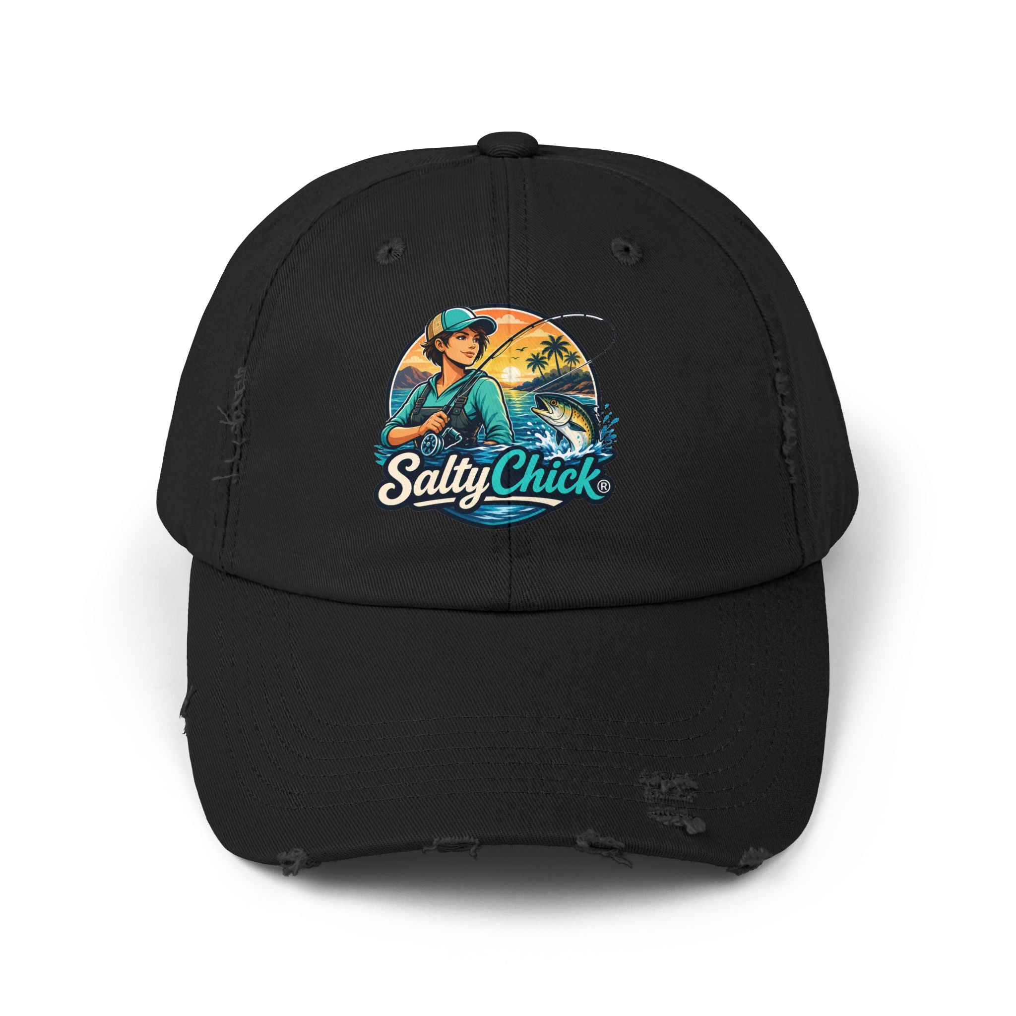 Distressed Cap- Mountain/Ocean Fishing