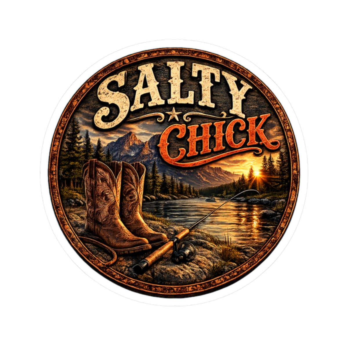 Cut Stick Sticker- Boots/Fishing Pole