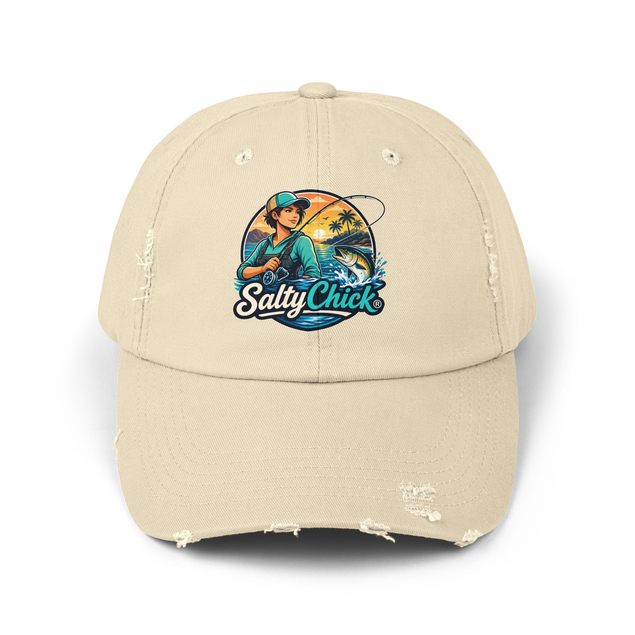 Distressed Cap- Mountain/Ocean Fishing