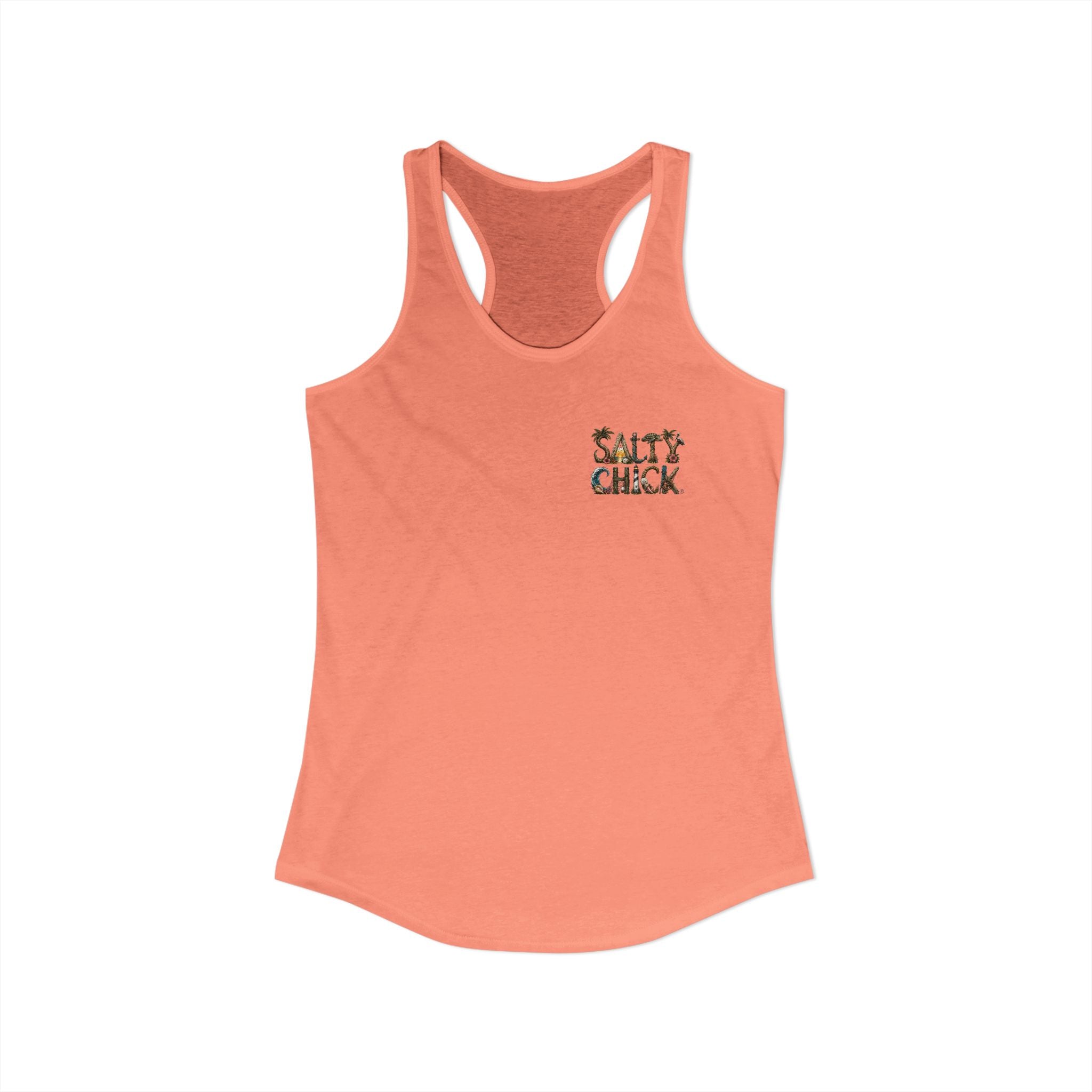Performance Racerback Tank-Diver's Salty Chick lettering