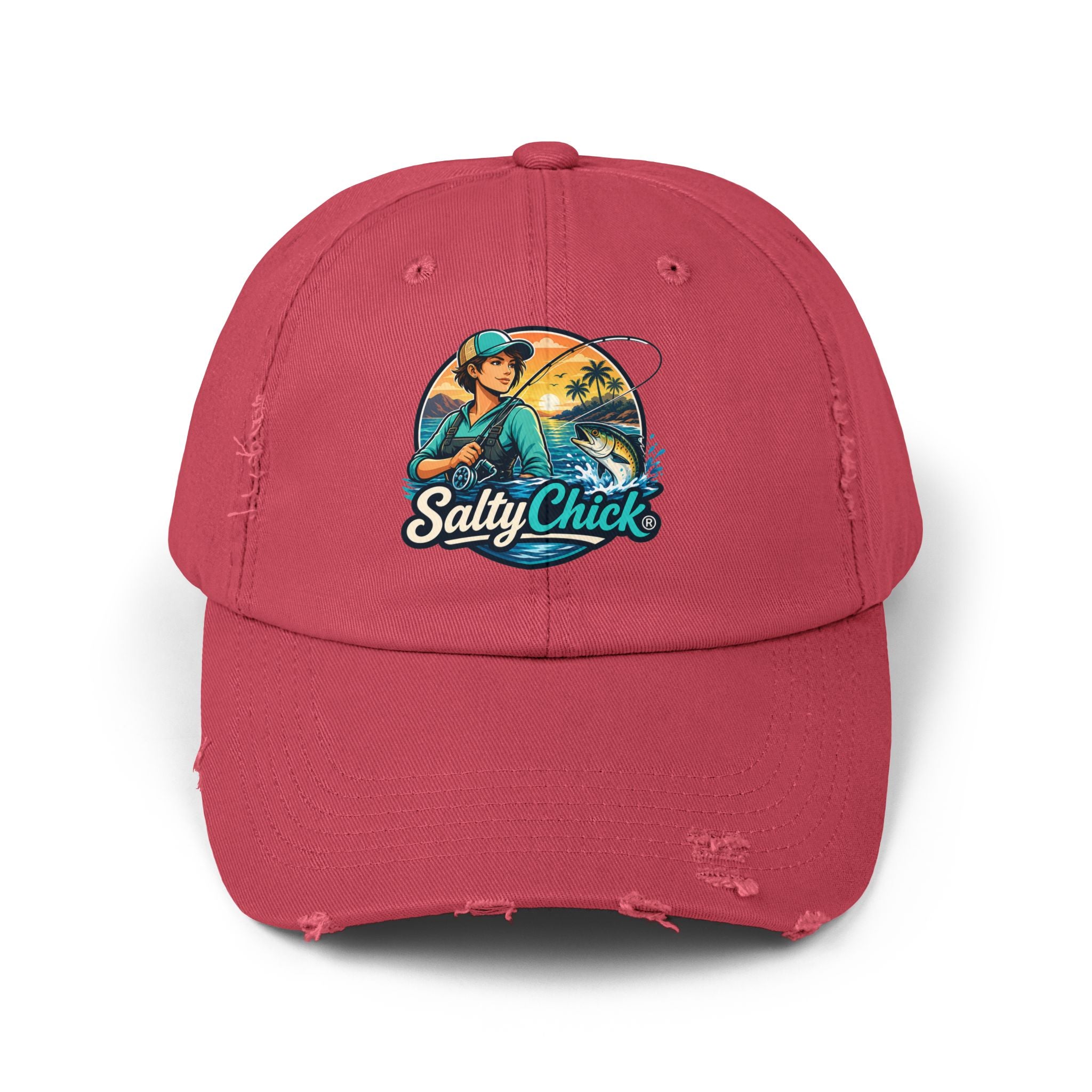 Distressed Cap- Mountain/Ocean Fishing