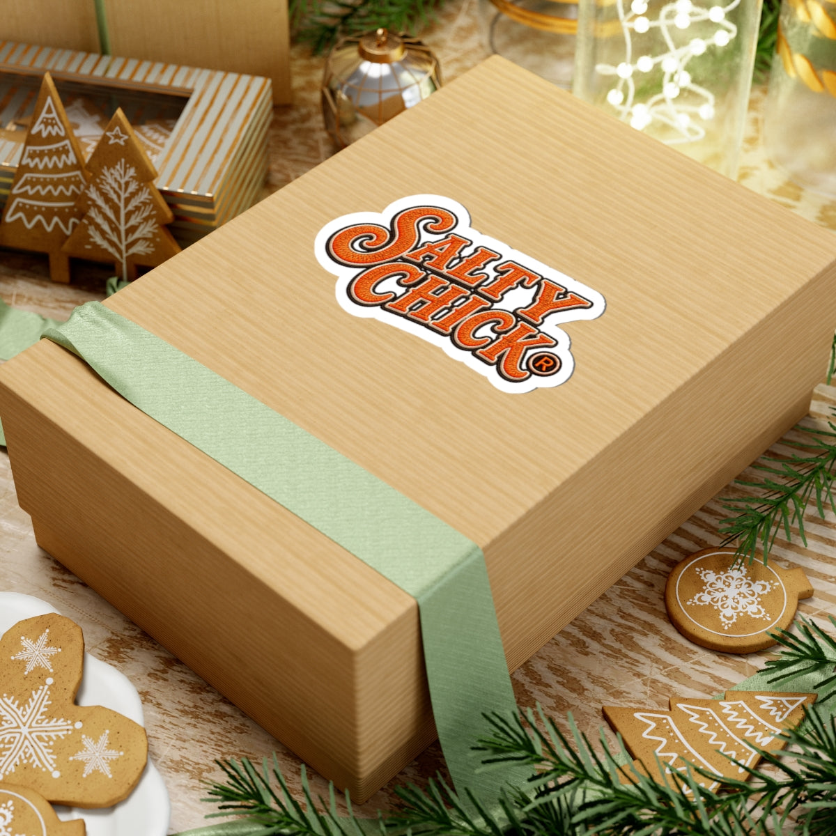 Cut Stick Sticker- Orange Salty Chick lettering