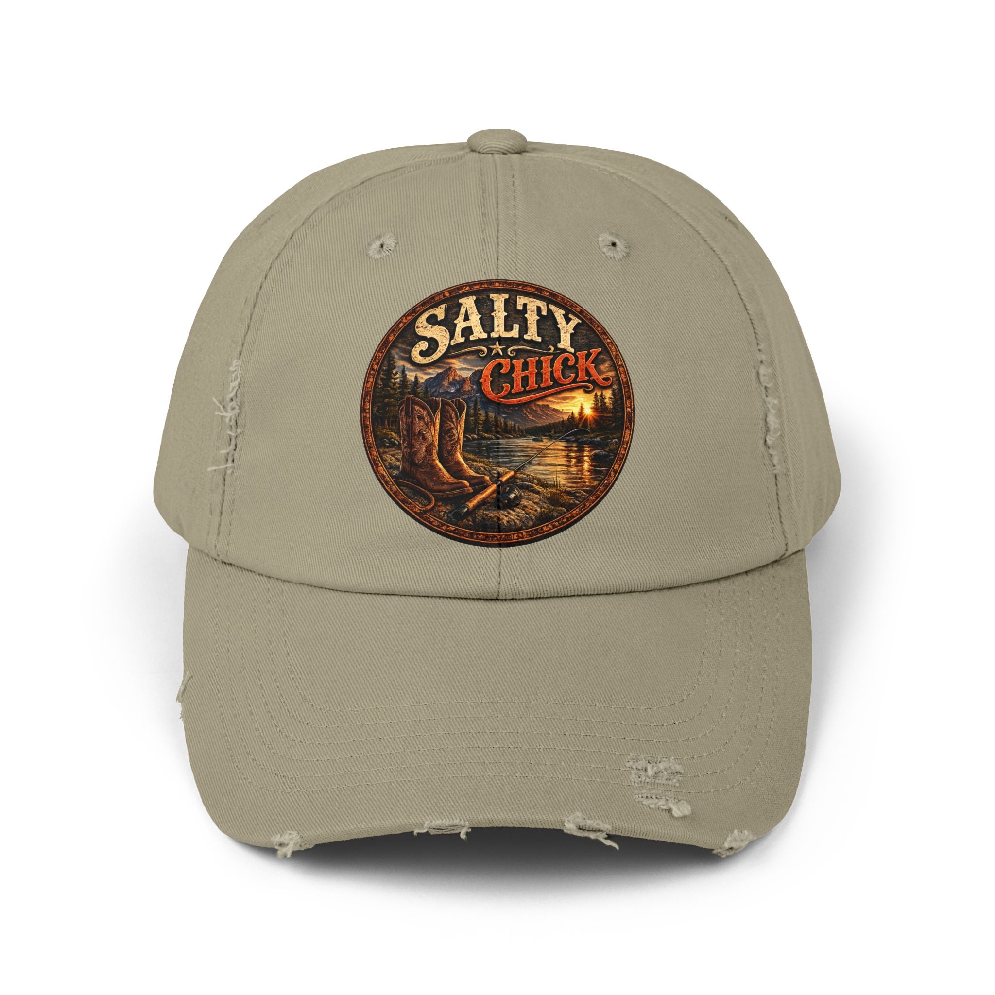 Distressed Cap – Boots/Fishing Pole