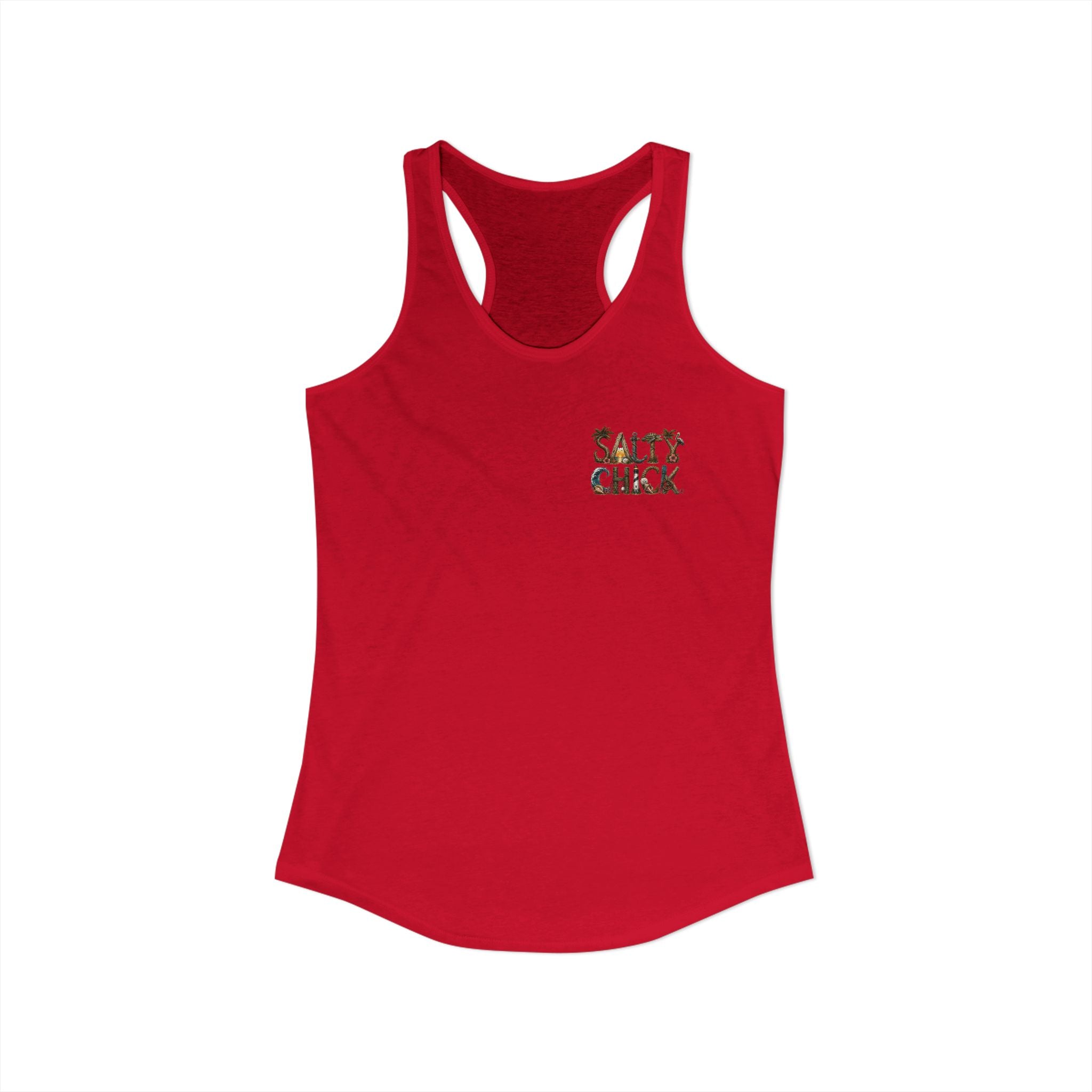 Performance Racerback Tank-Diver's Salty Chick lettering
