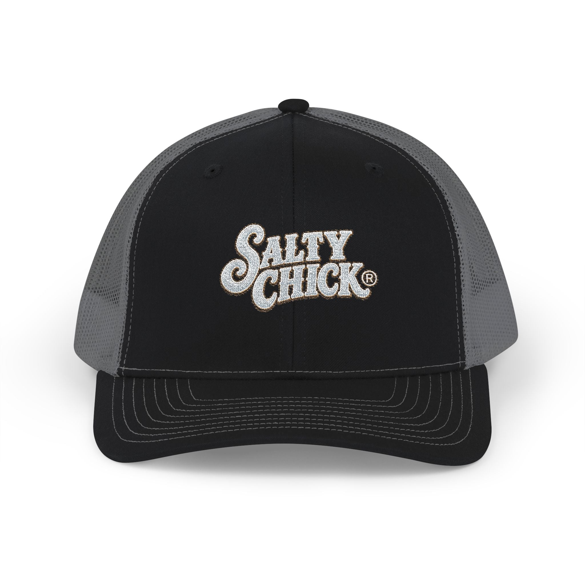 Trucker Snapback Hat-Salty Chick lettering