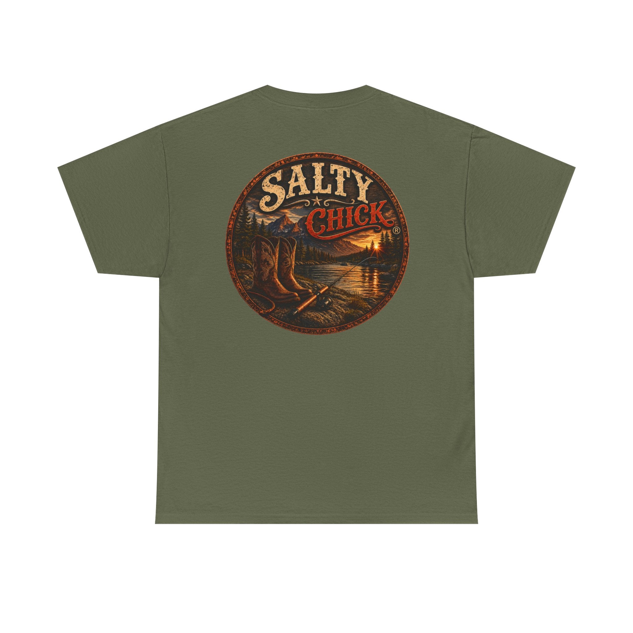 Cotton T-shirt-Boots/Fishing Pole