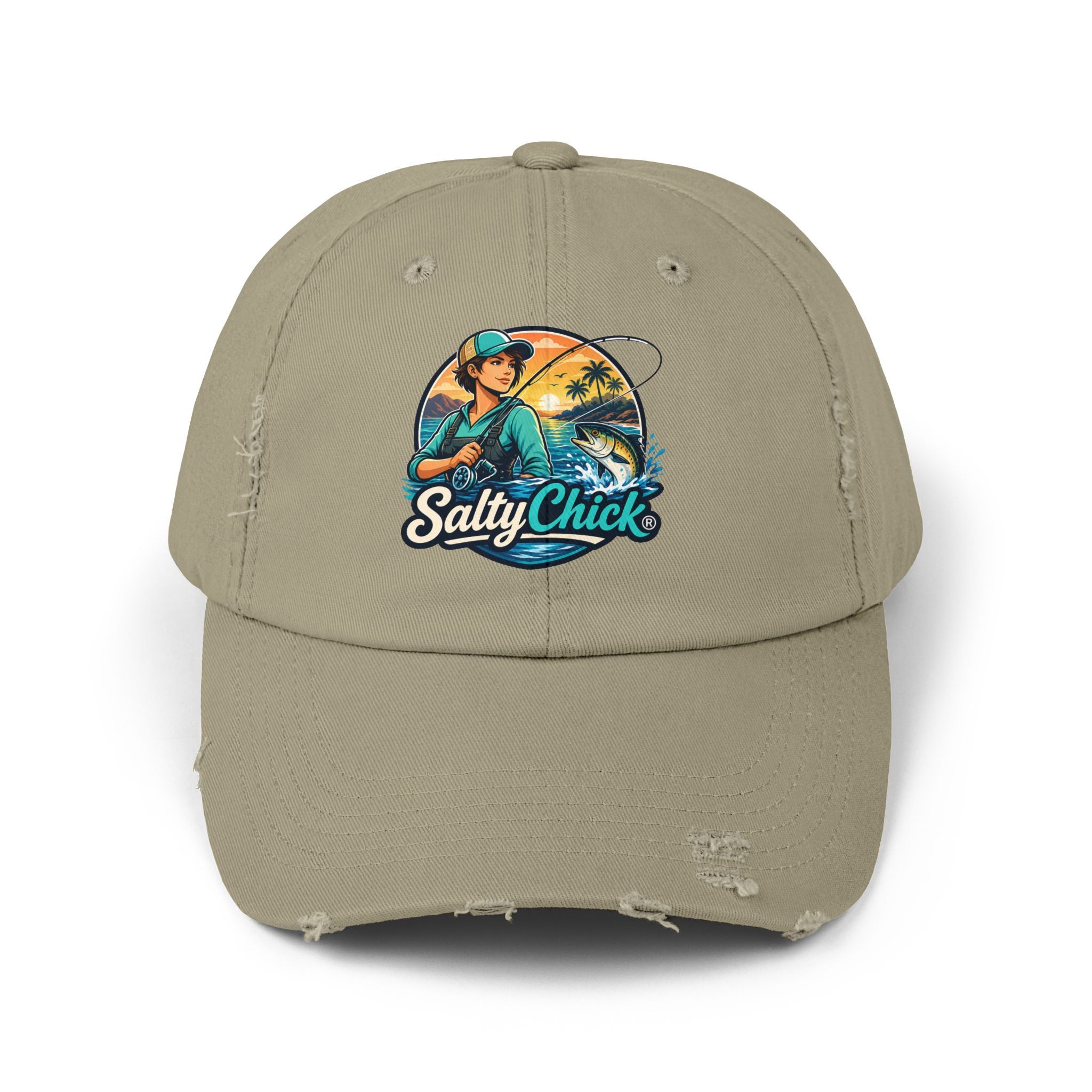Distressed Cap- Mountain/Ocean Fishing