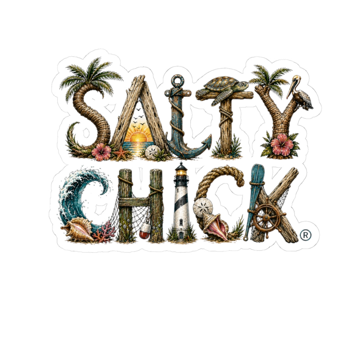 Cut Stick Sticker- unique Salty Chick lettering