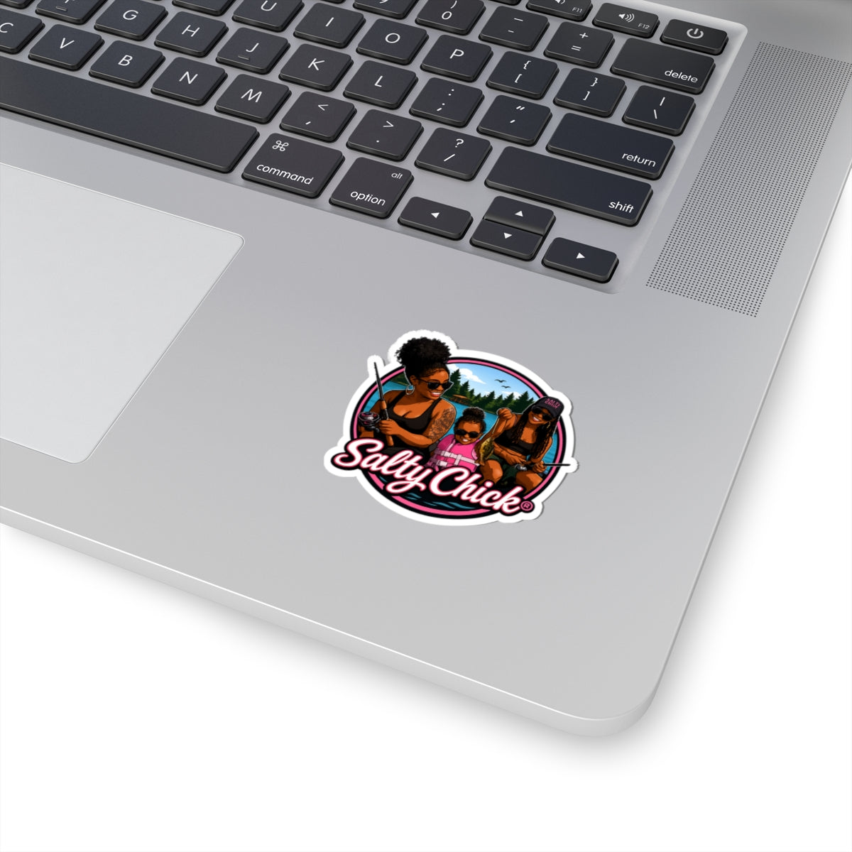 2 Female with child fishing sticker