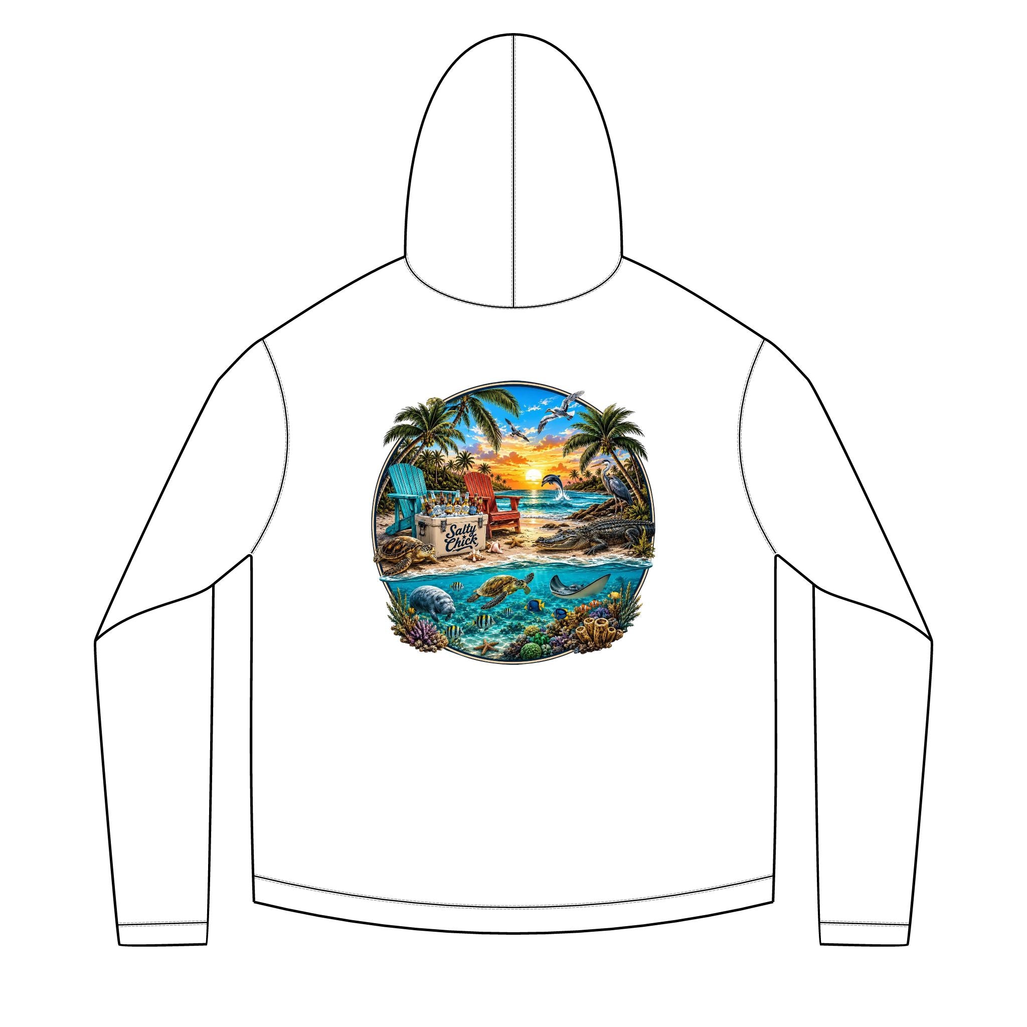Solar Hoodie long sleeve- Beach scene